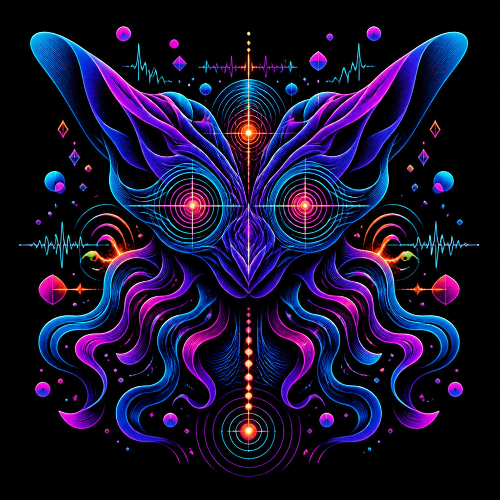 Original TrendTap blacklight creatures piece titled Velvet Signal Animal, prepared as an art print