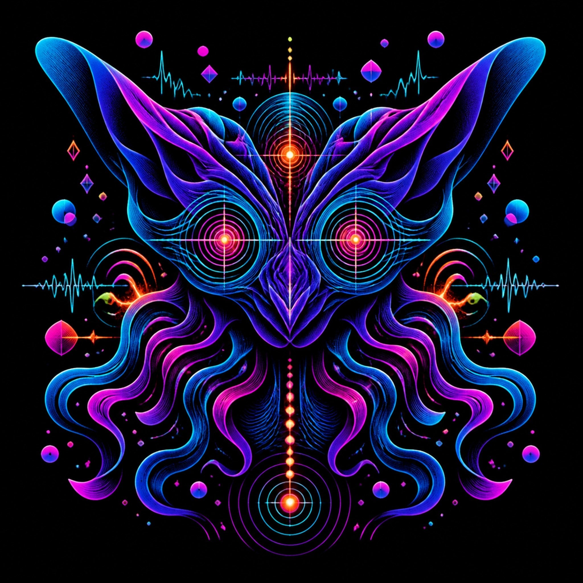 Original TrendTap blacklight creatures piece titled Velvet Signal Animal, prepared as an art print