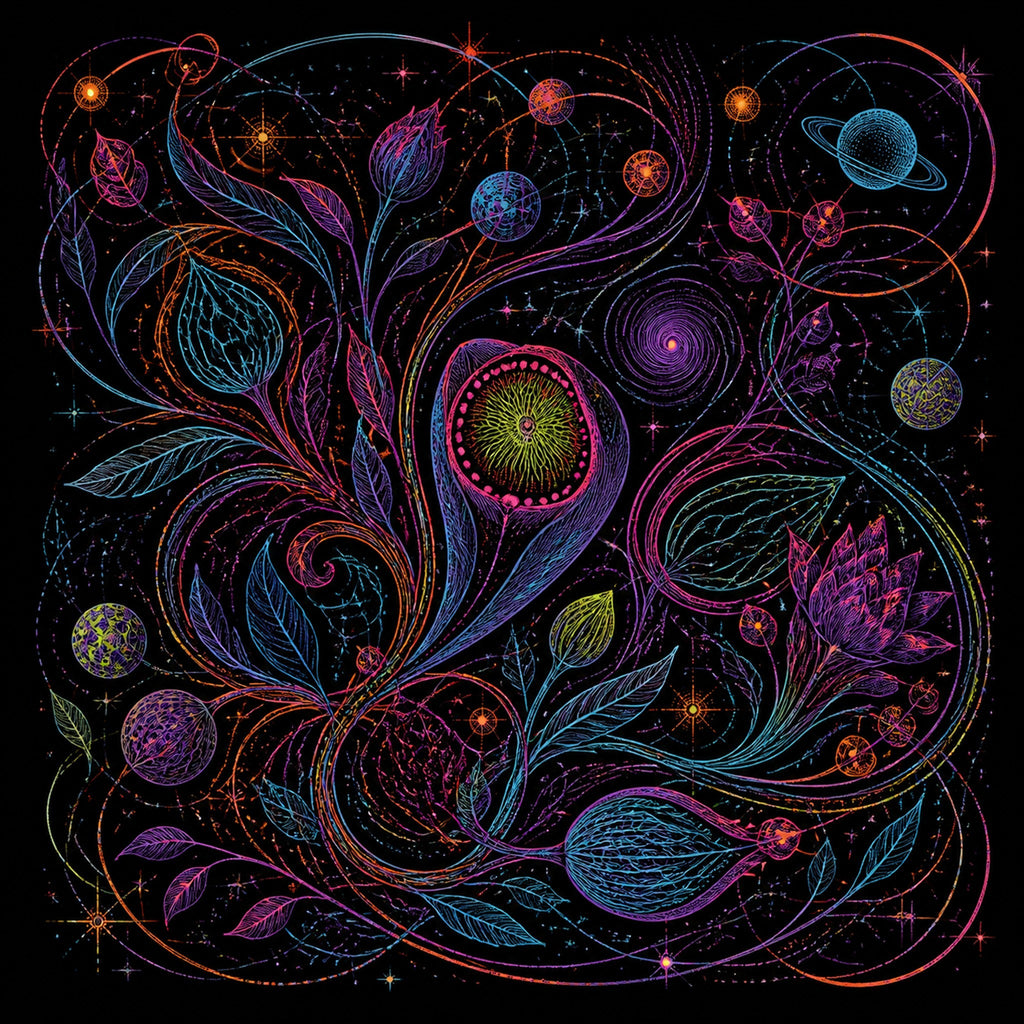 Original TrendTap astral ink piece titled Astral Ink Tangle, prepared as an art print
