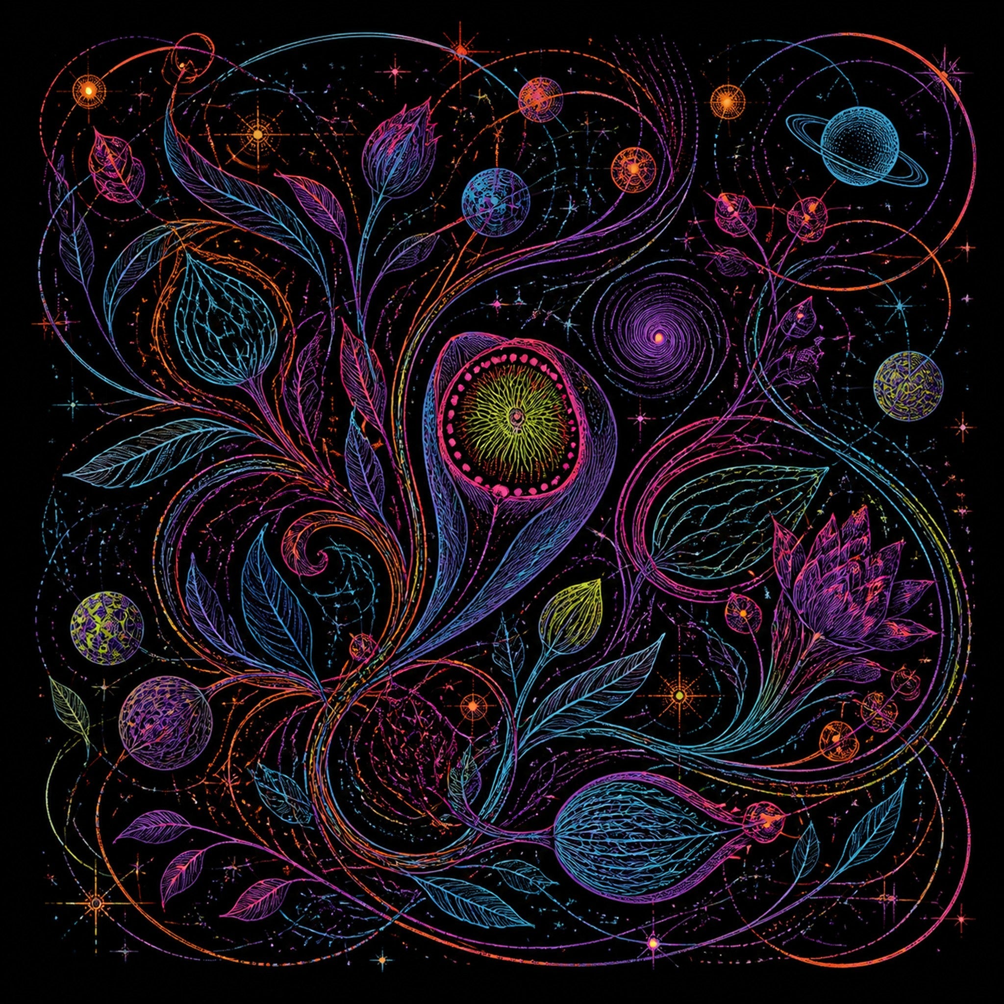 Original TrendTap astral ink piece titled Astral Ink Tangle, prepared as an art print