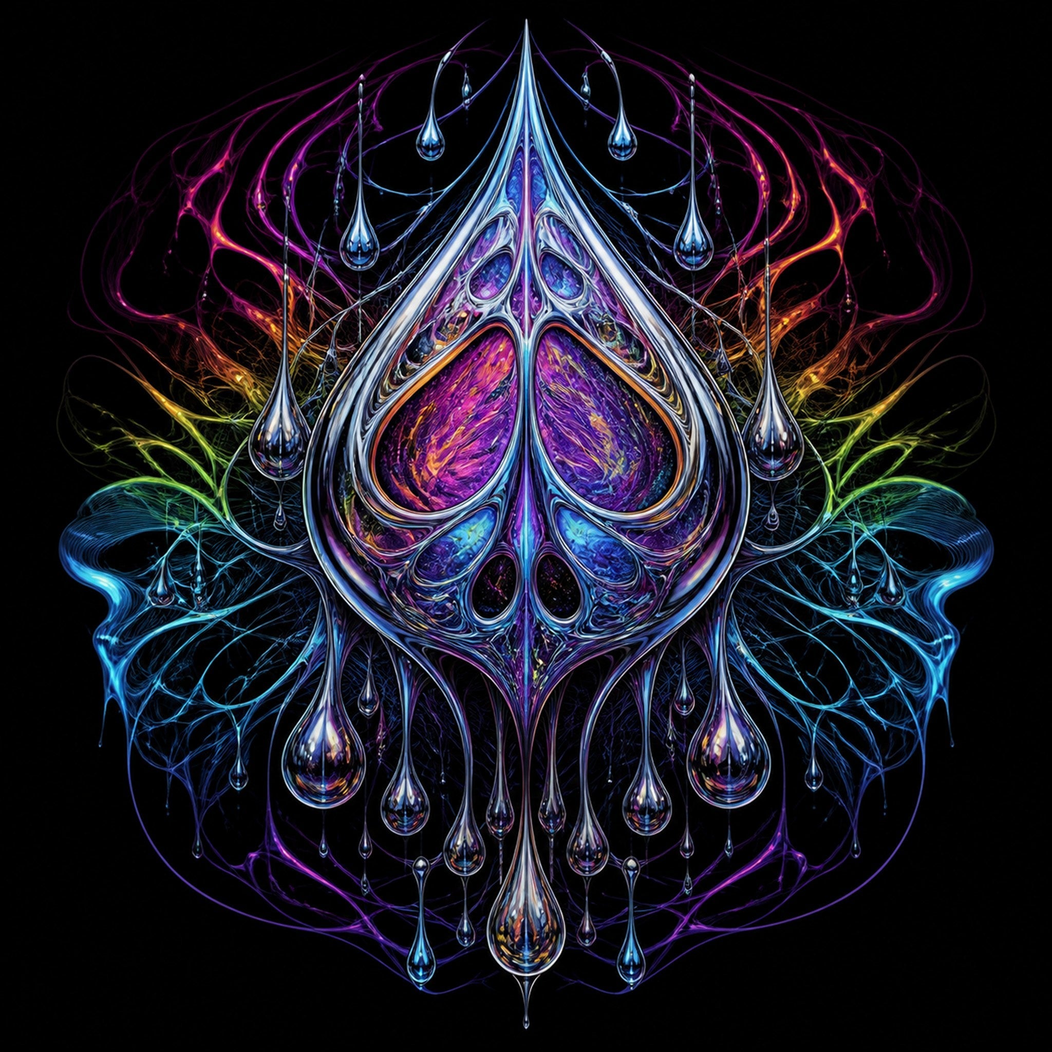 Original TrendTap chrome anatomy piece titled Chrome Anatomy of Rain, prepared as an art print