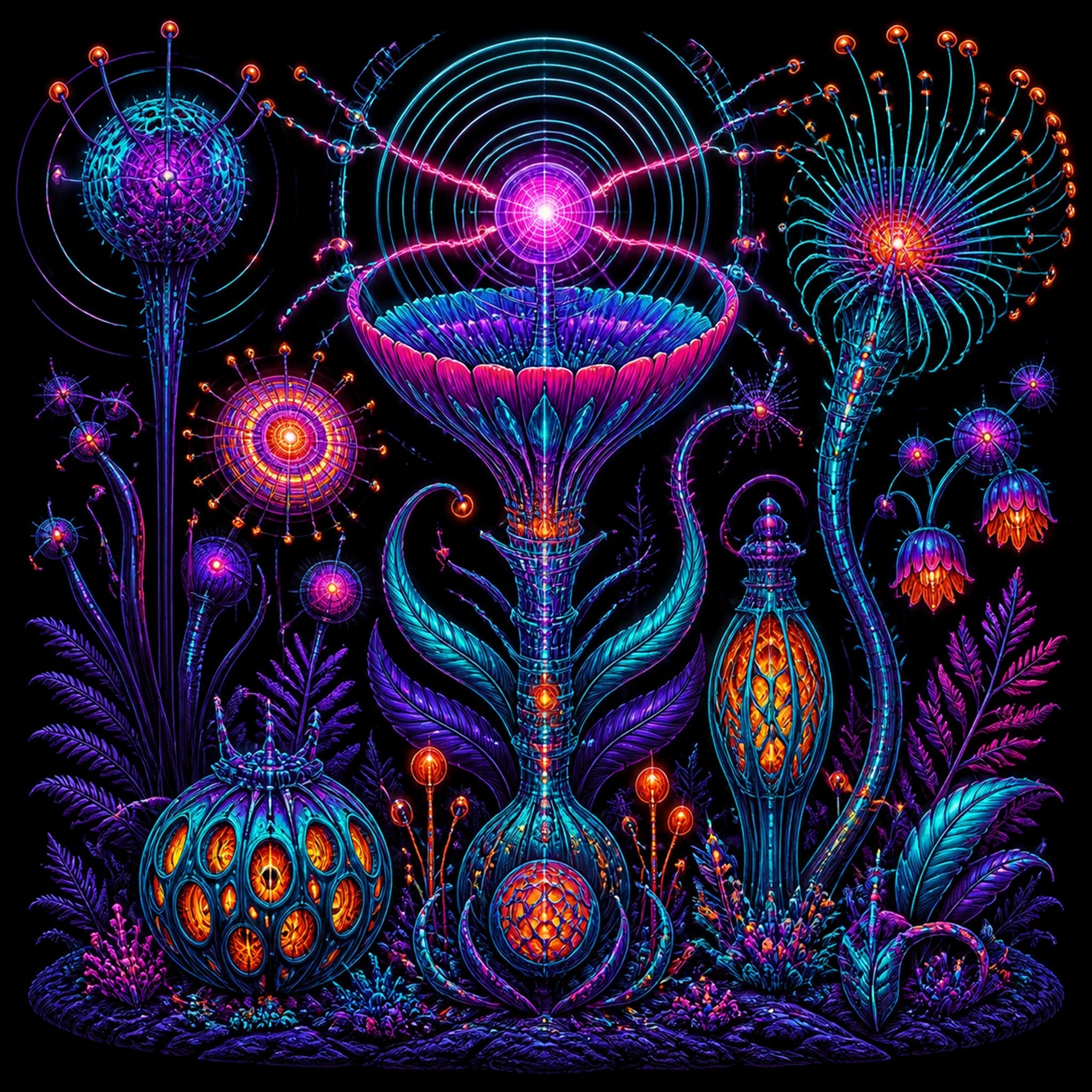 Original TrendTap cosmic transmissions piece titled Impossible Radio Garden, prepared as an art print