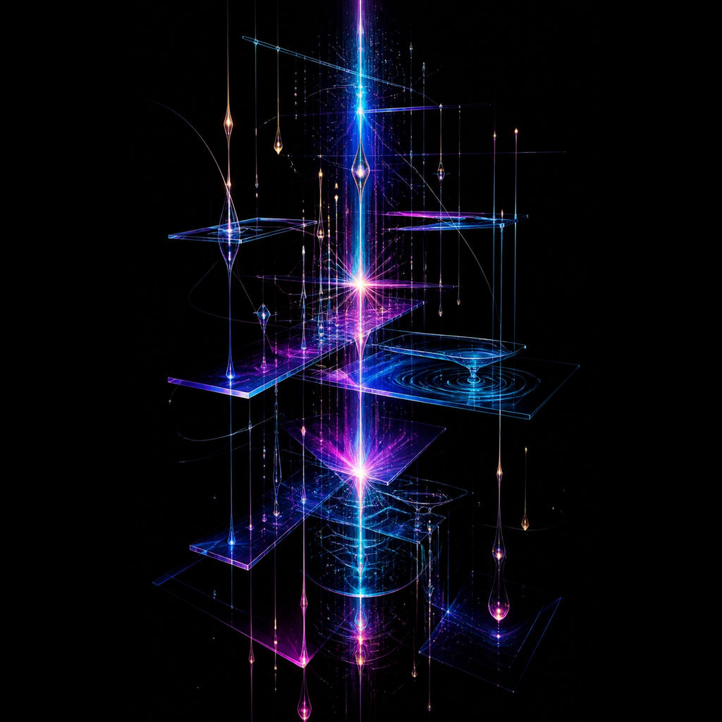 Original TrendTap cosmic cartography piece titled Glass Meridian Relay, prepared as an art print