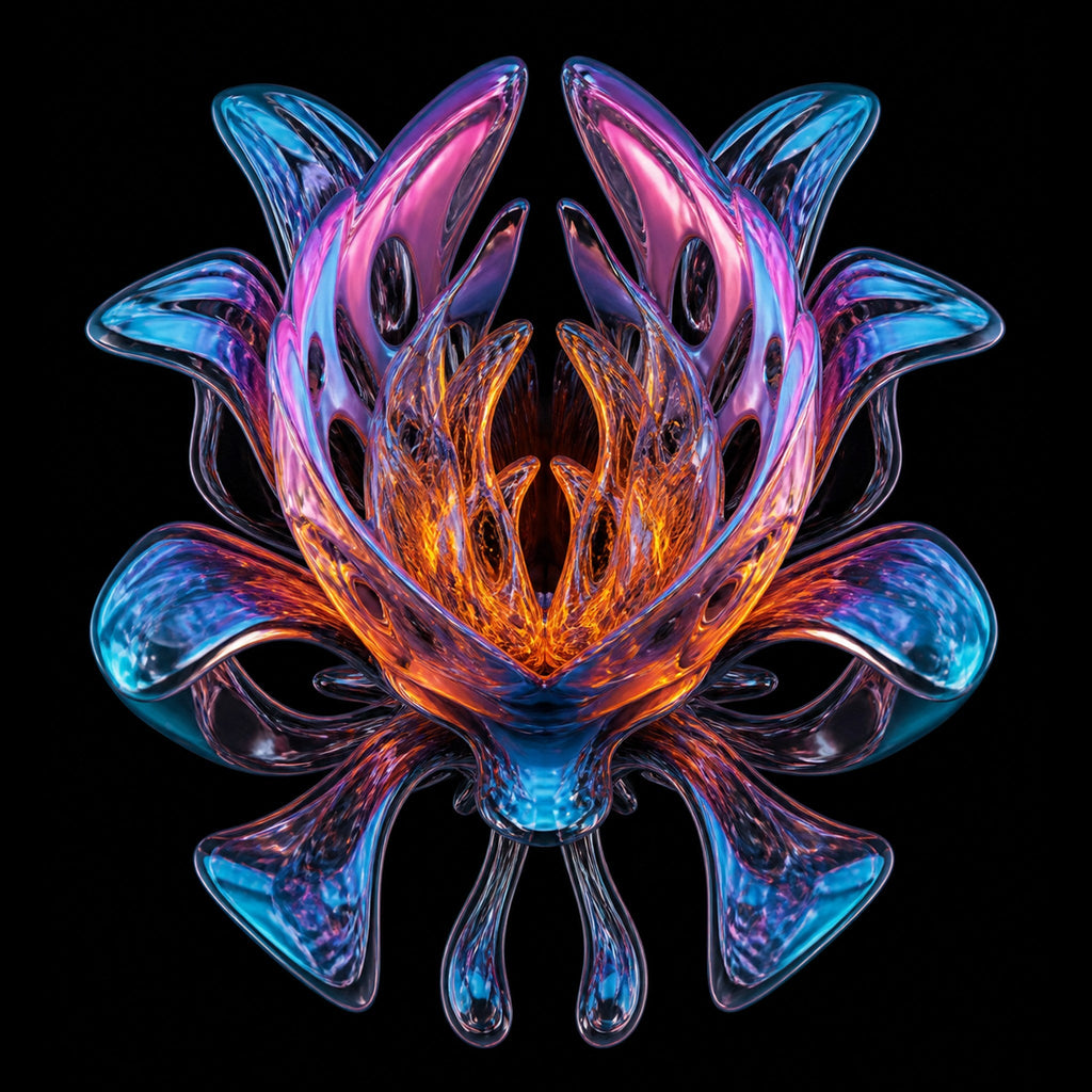 Original TrendTap chrome anatomy piece titled Mirror Cartilage Bloom, prepared as an art print