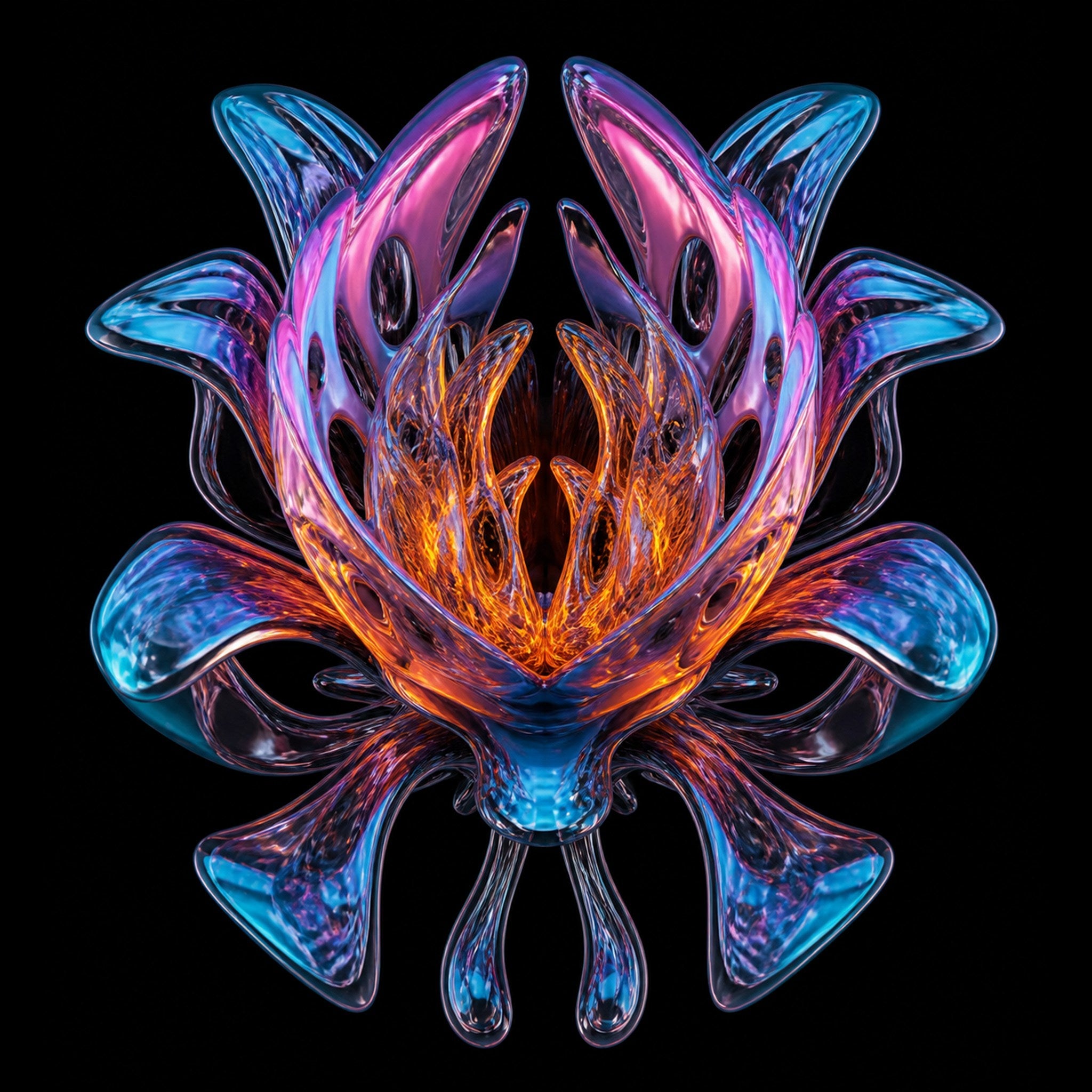 Original TrendTap chrome anatomy piece titled Mirror Cartilage Bloom, prepared as an art print