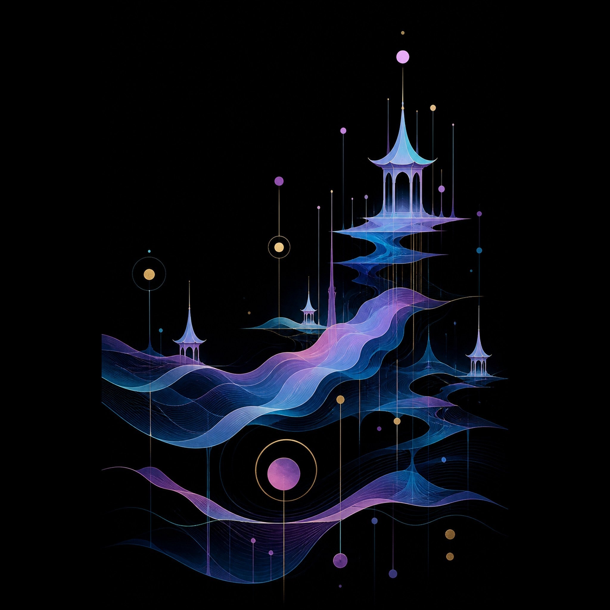 Original TrendTap abstract signal art piece titled Pale Signal Pavilions, prepared as an art print