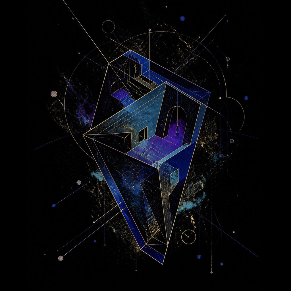 Original TrendTap astral ink piece titled Astral Foldhouse, prepared as an art print