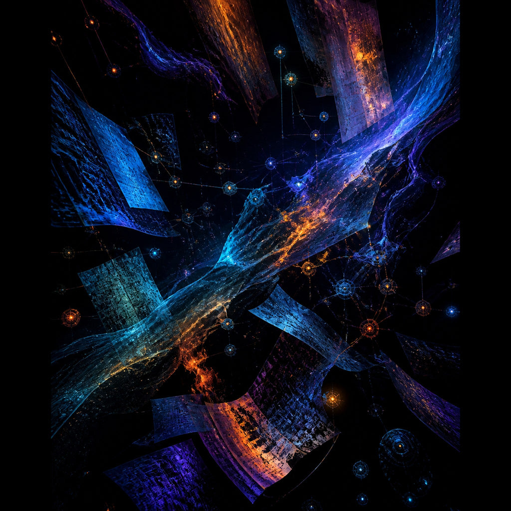Original TrendTap cosmic transmissions piece titled Night Archive Weather, prepared as an art print