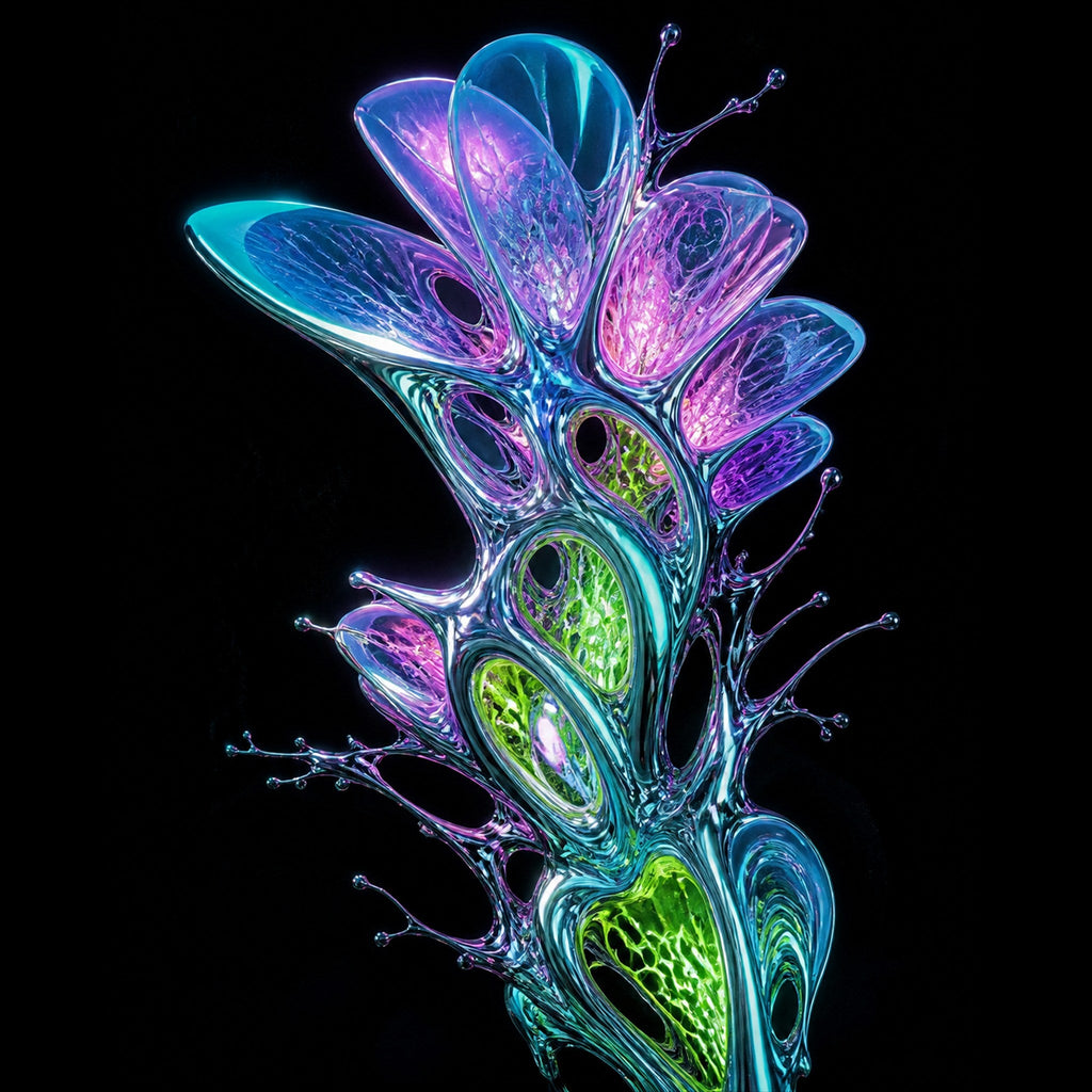 Original TrendTap chrome anatomy piece titled Prismatic Cartilage Garden, prepared as an art print