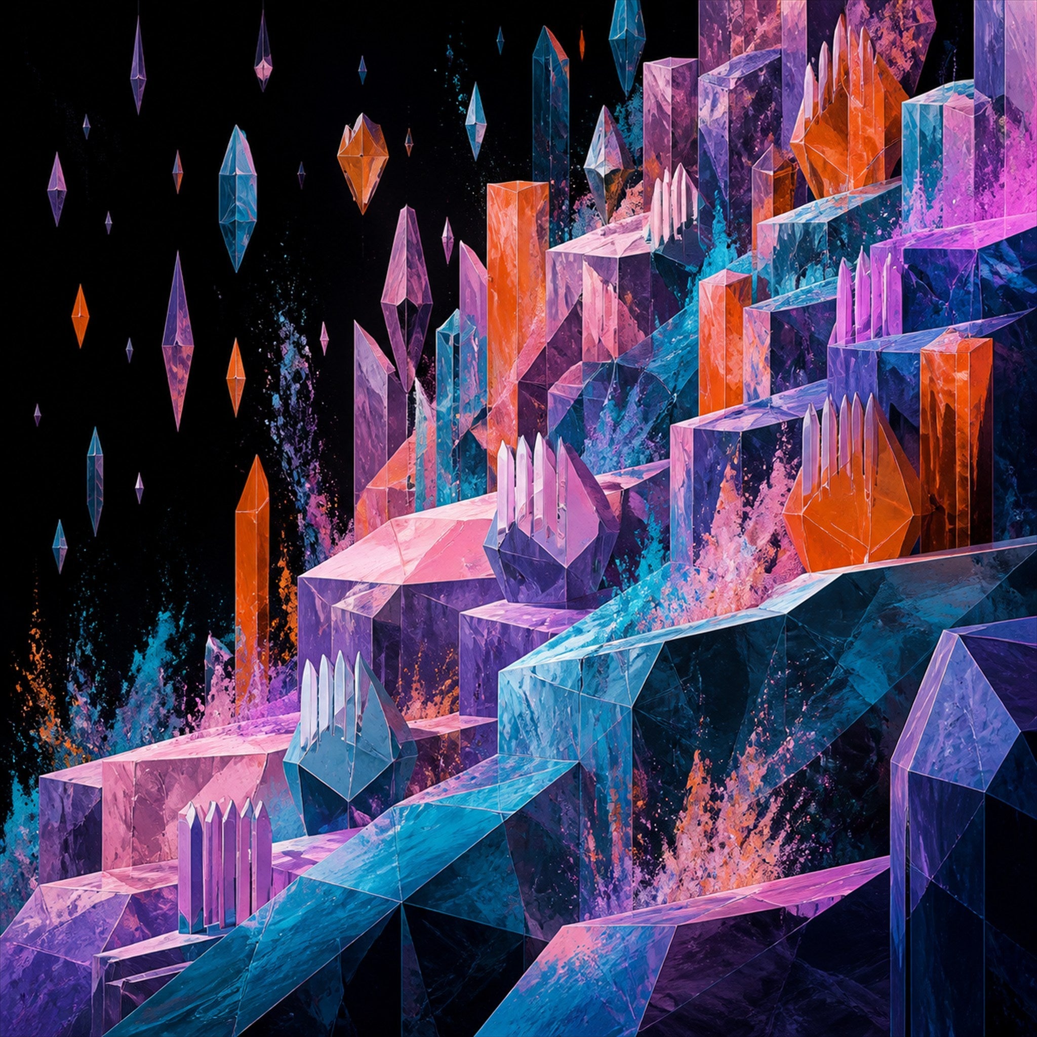 Original TrendTap crystalline organisms piece titled Prism Quarry Choir, prepared as an art print