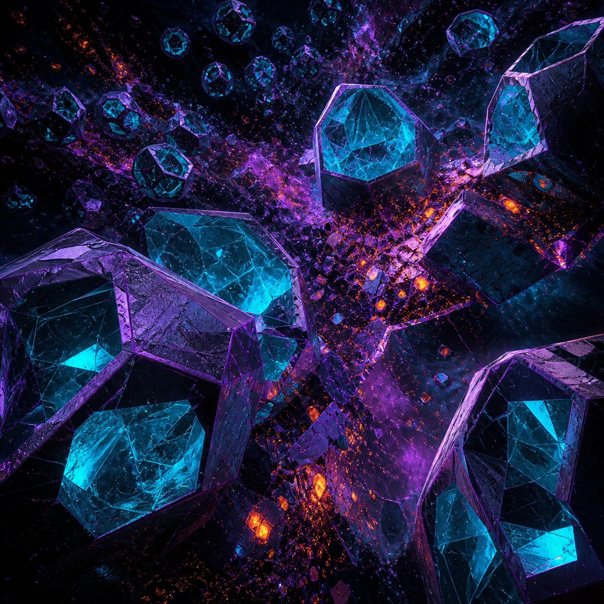 Original TrendTap abstract signal art piece titled Hollow Lantern Tectonics, prepared as an art print