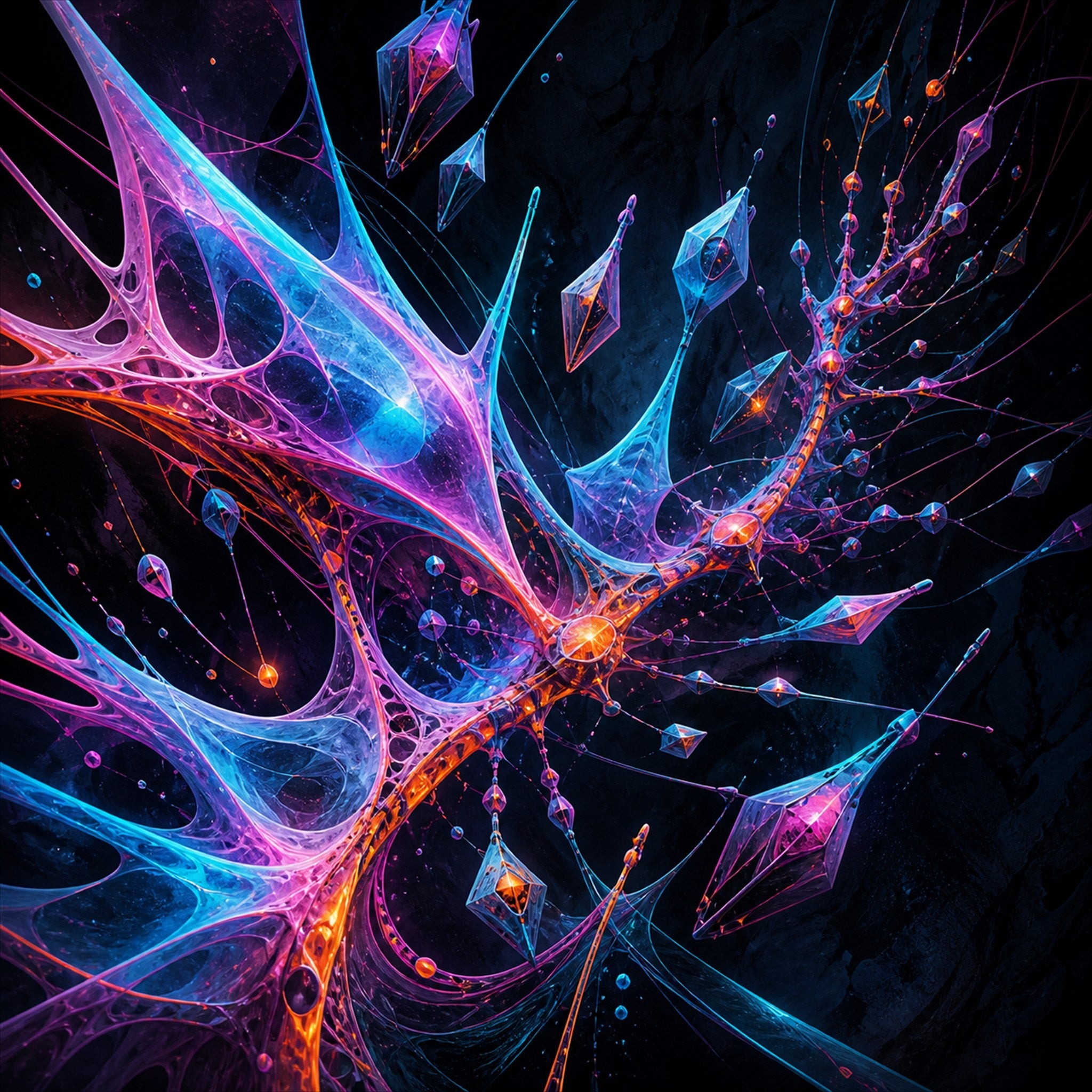 Original TrendTap alien botanical systems piece titled Null Meridian Bloom, prepared as an art print
