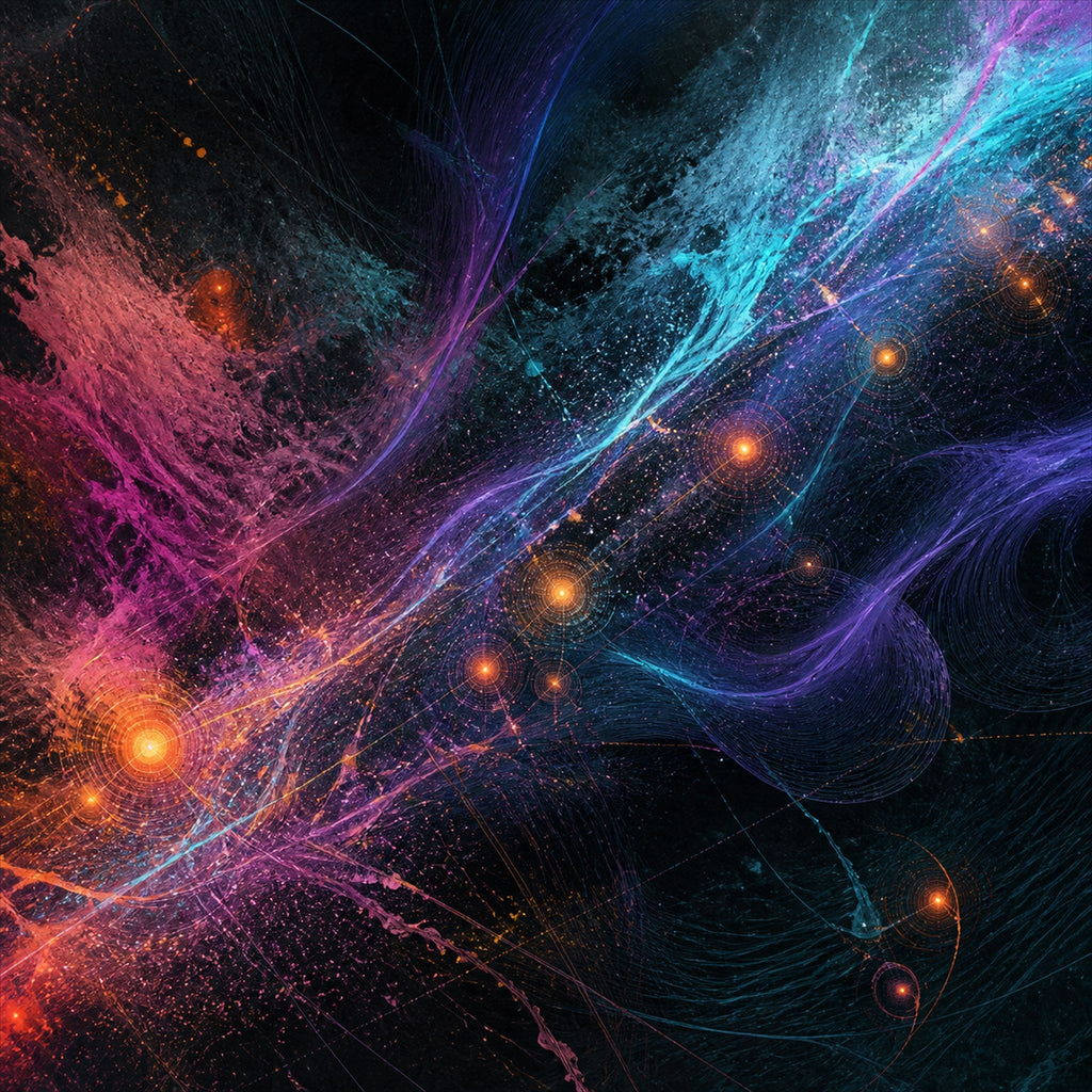 Original TrendTap cosmic transmissions piece titled Aurora Relay Pollen, prepared as an art print