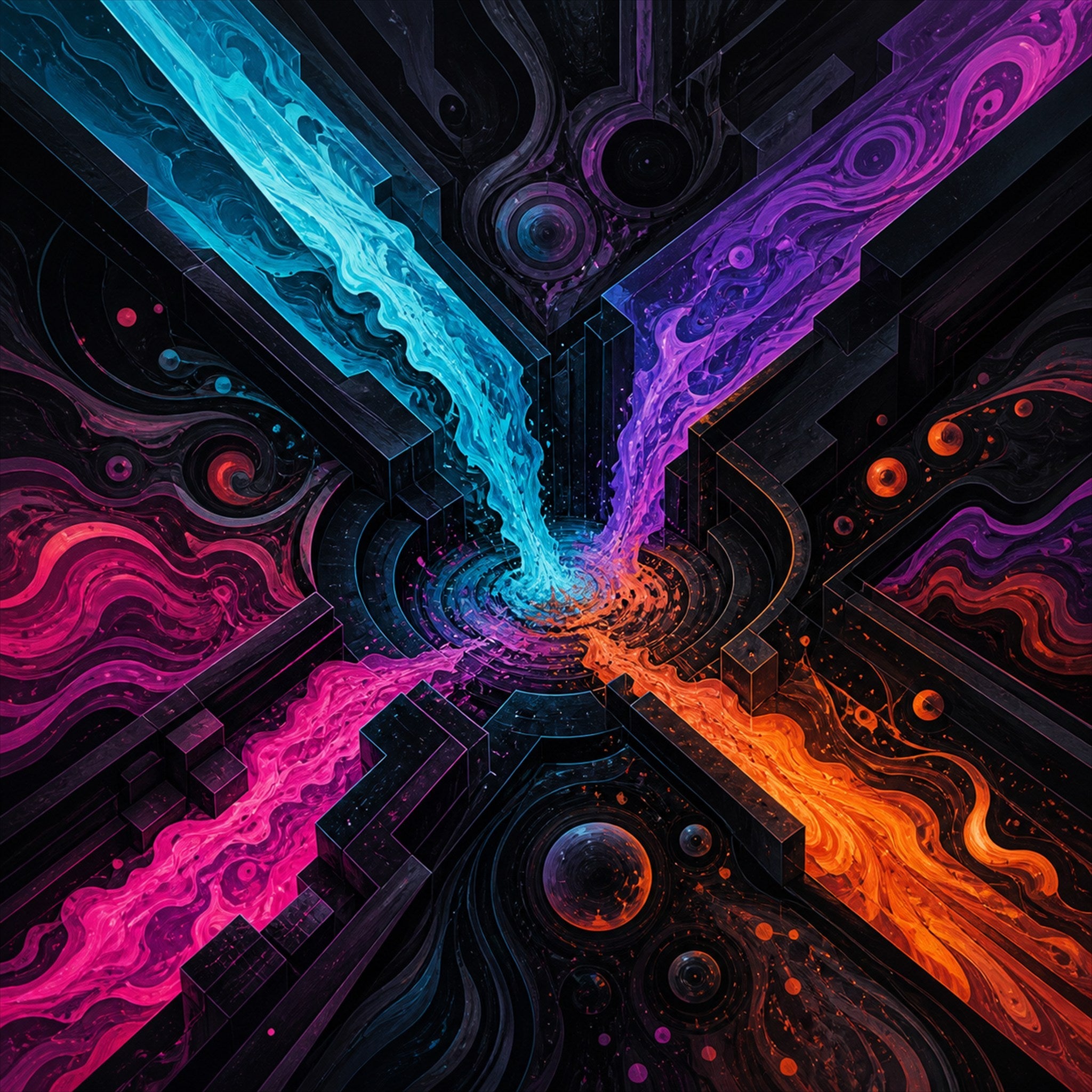 Original TrendTap abstract signal art piece titled Zero Hour Inlet, prepared as an art print