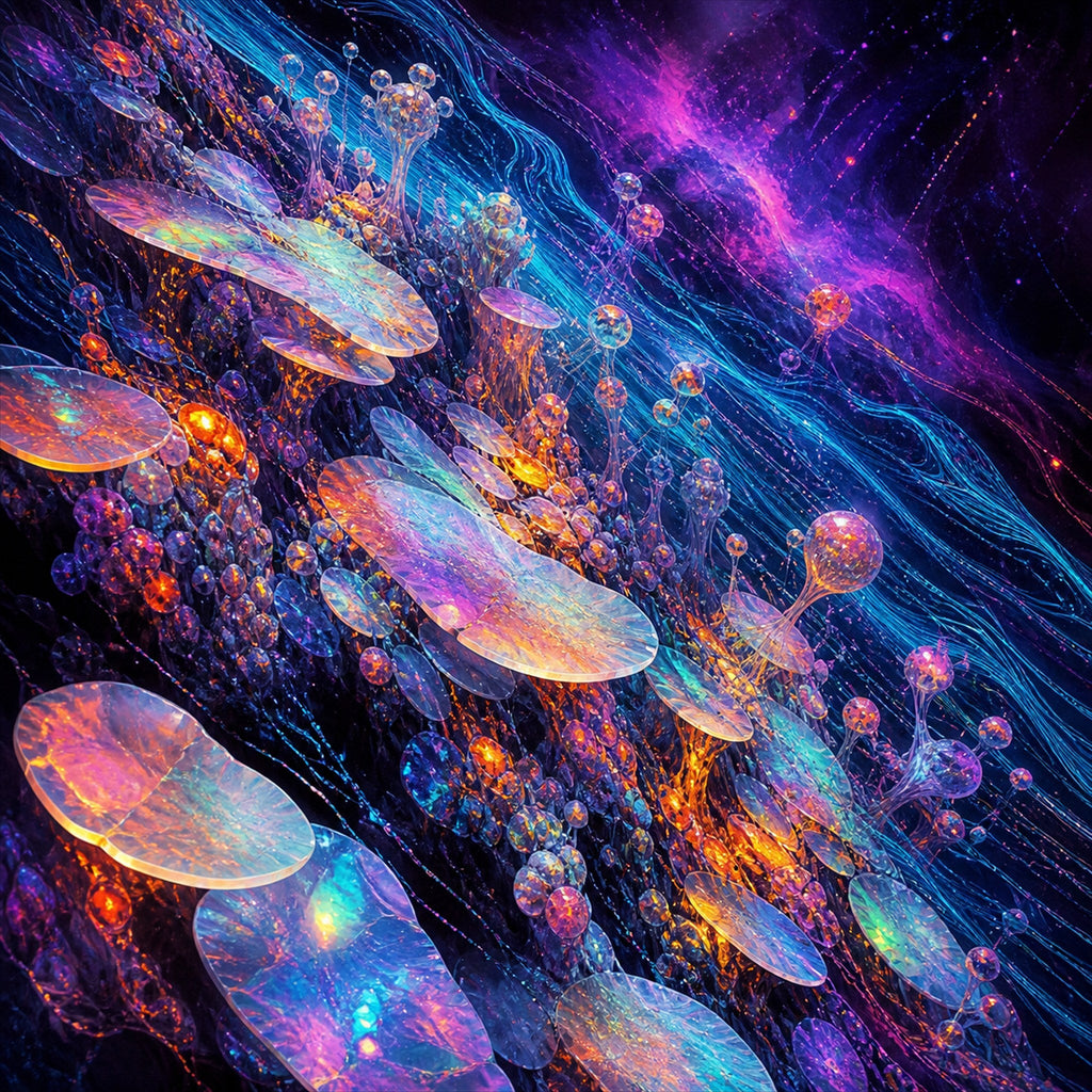 Original TrendTap cosmic transmissions piece titled Opal Data Reef, prepared as an art print