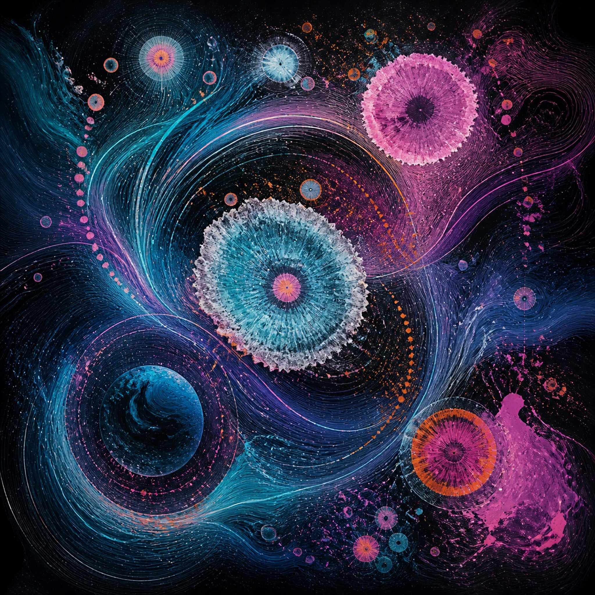 Original TrendTap cosmic cartography piece titled Orbit Salt Compass, prepared as an art print