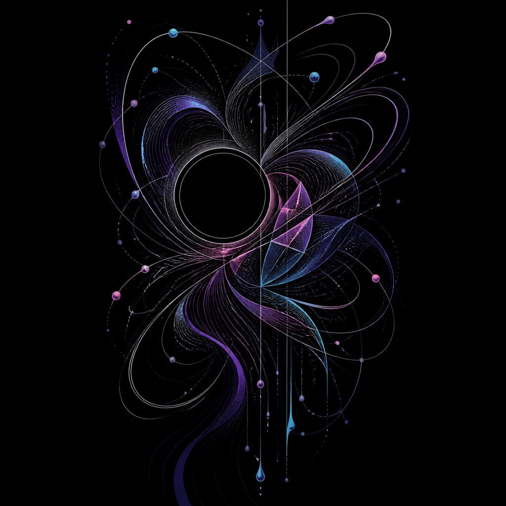 Original TrendTap celestial linework piece titled Quiet Orbit Bloom, prepared as an art print