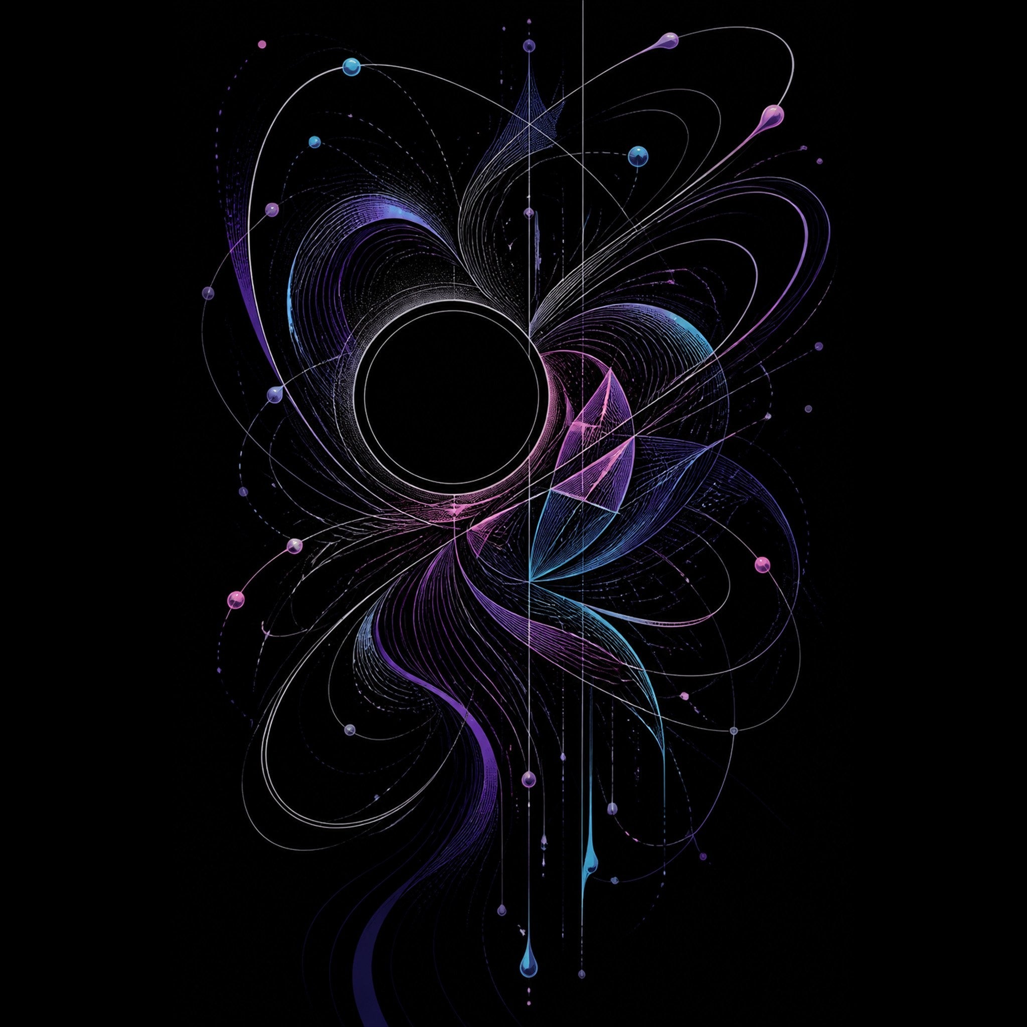 Original TrendTap celestial linework piece titled Quiet Orbit Bloom, prepared as an art print