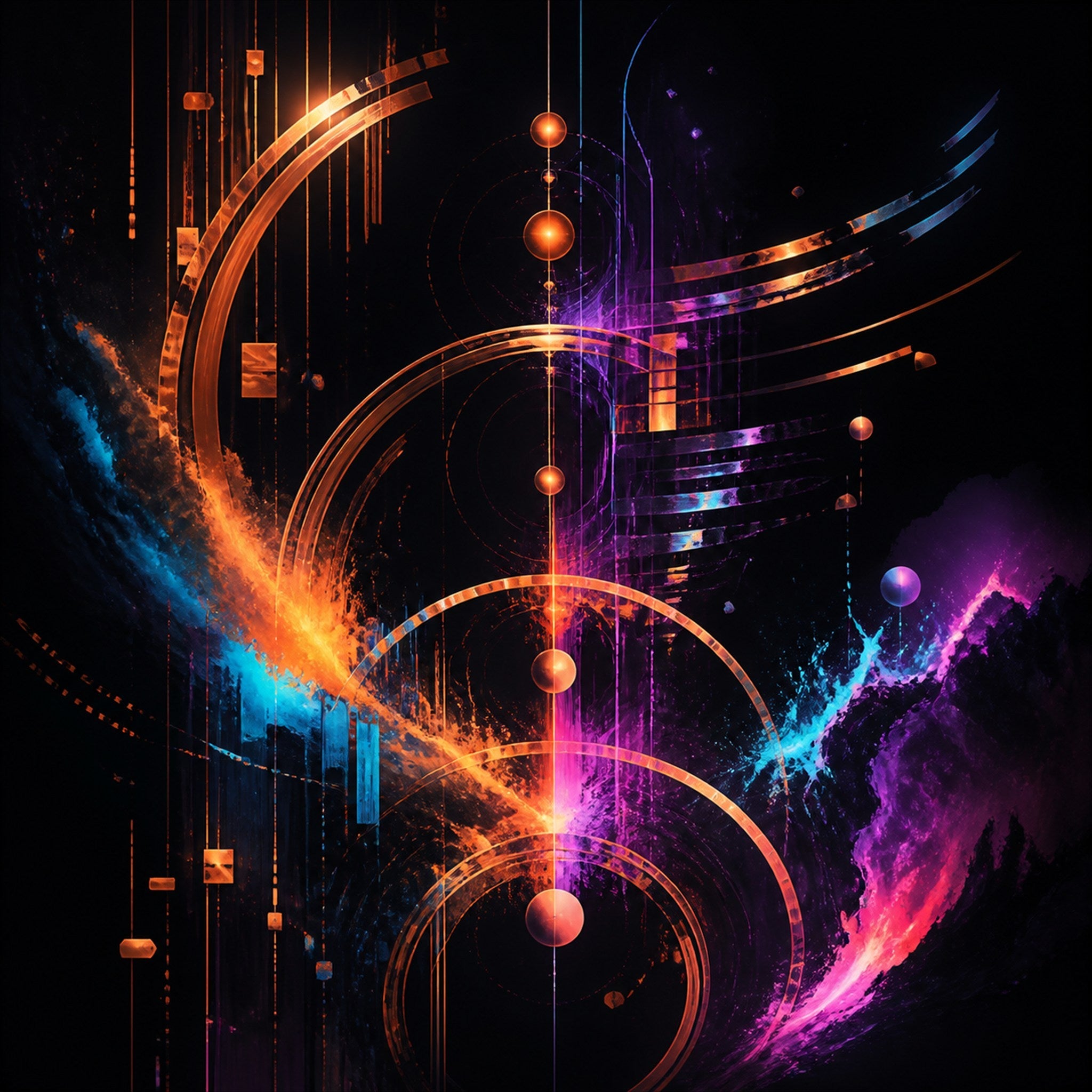 Original TrendTap cosmic transmissions piece titled Copper Night Meridian, prepared as an art print