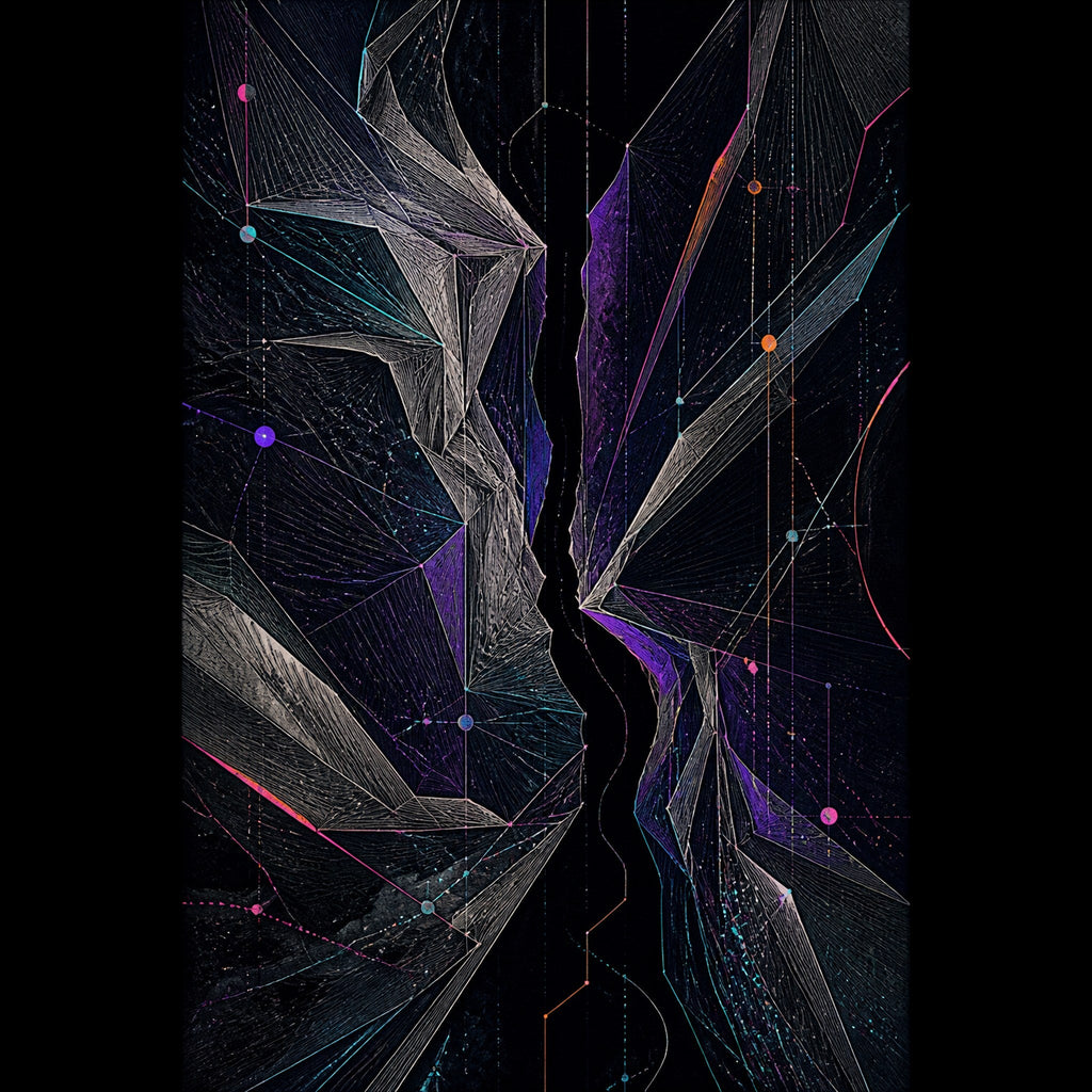 Original TrendTap astral ink piece titled Celestial Fold Choir, prepared as an art print
