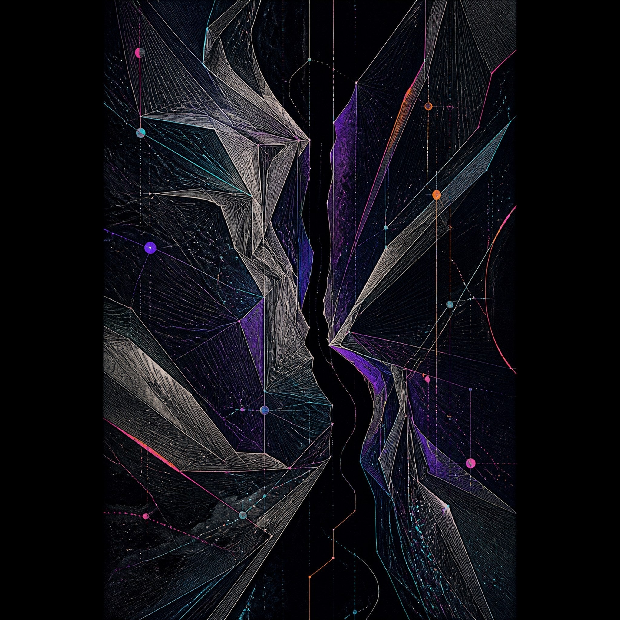 Original TrendTap astral ink piece titled Celestial Fold Choir, prepared as an art print