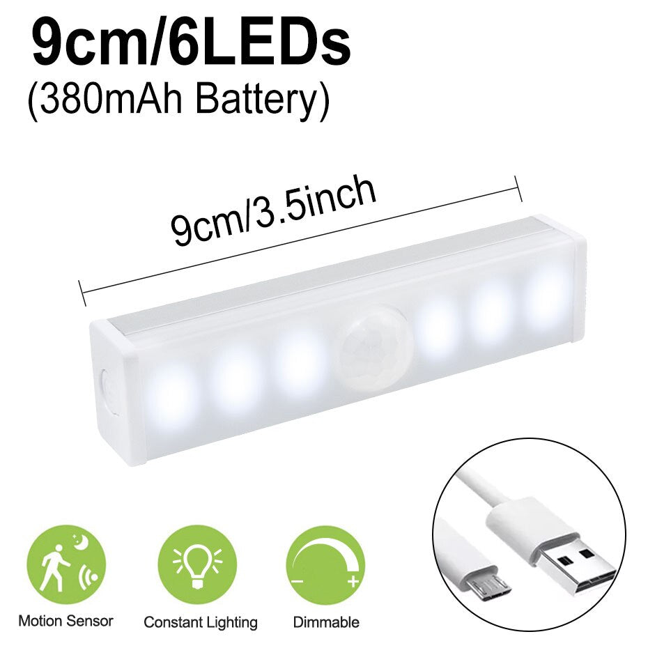 PIR motion sensor LED cabinet light stick-on under cabinet night light side view