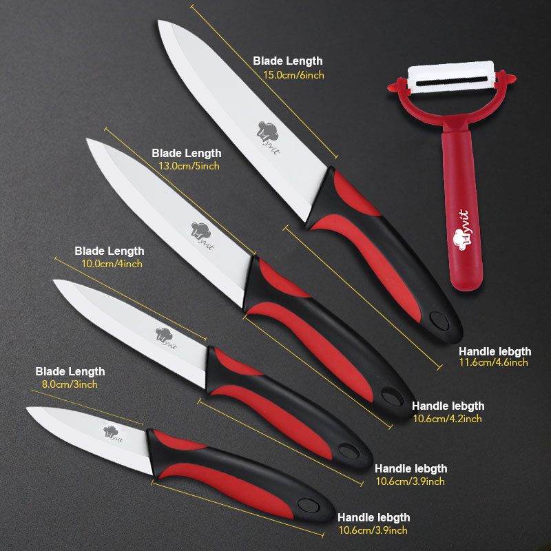 Colorful Ceramic Kitchen Knives and Peeler Set