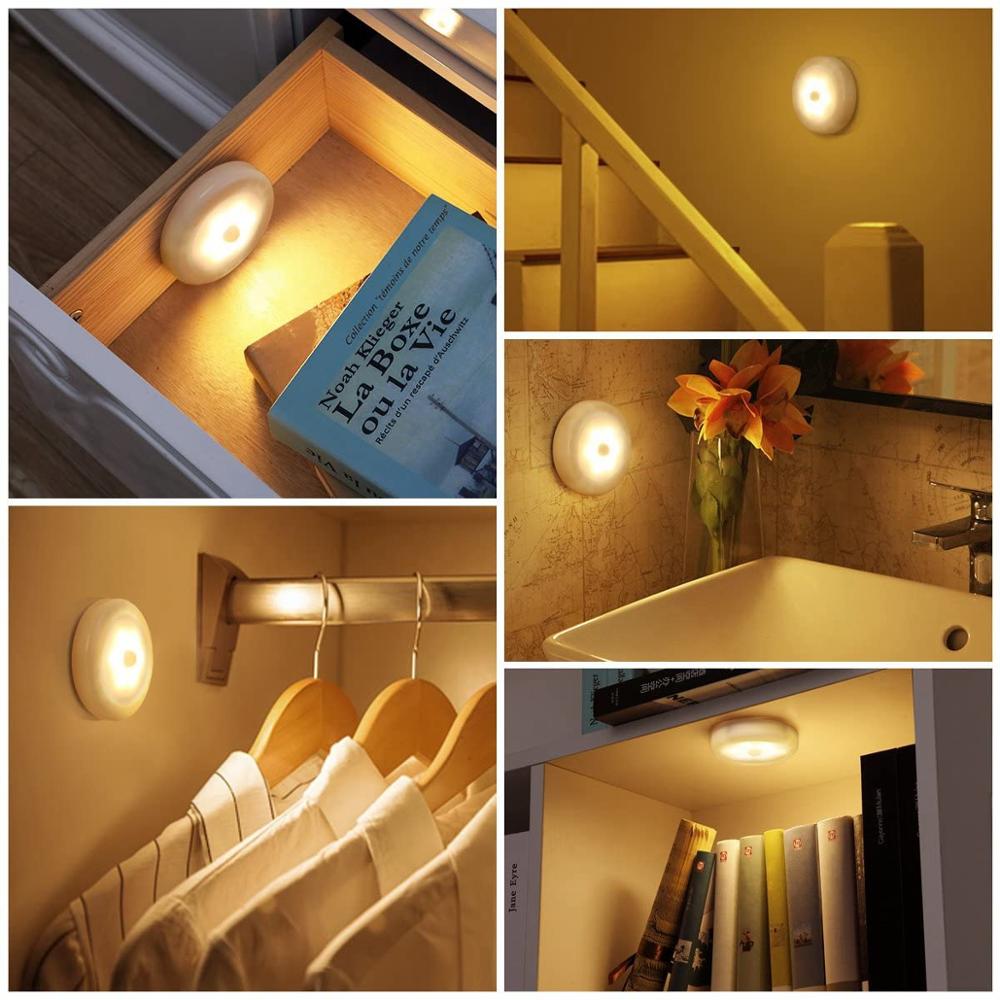 Motion sensor LED night light stick-on battery powered closet bedroom light included accessories view
