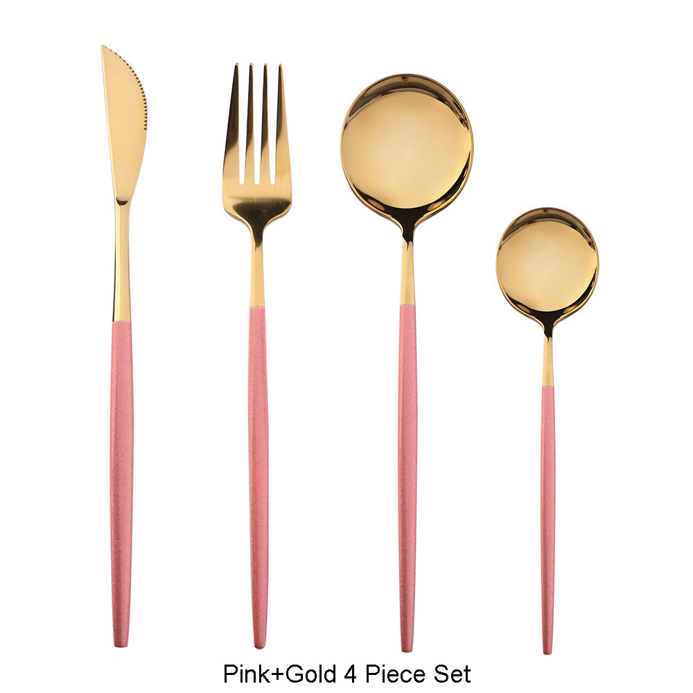 4-piece stainless steel two-tone flatware cutlery set option view