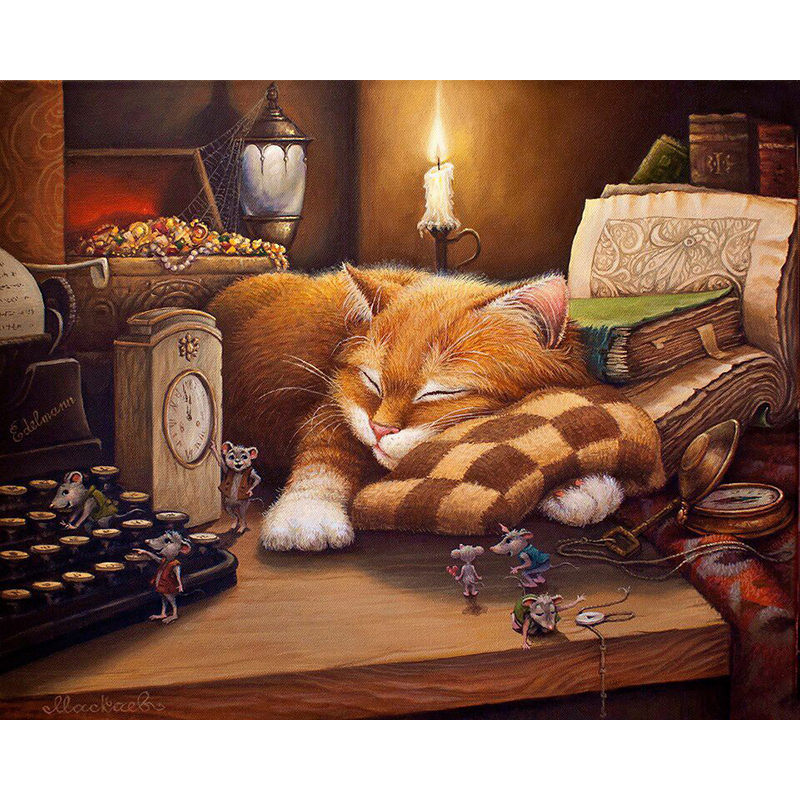 Frameless Sleeping Cat Wall Art DIY
