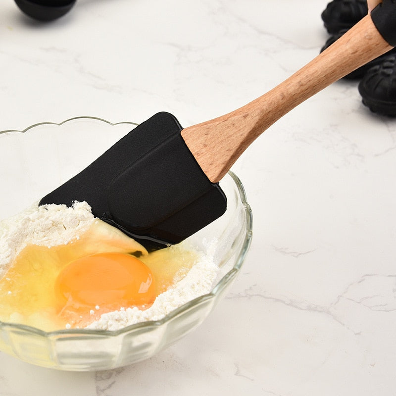 Wooden Handle Silicone Kitchenware Set