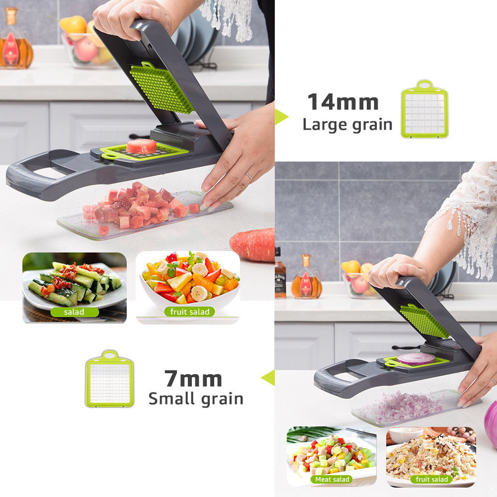 Kitchen mandoline slicer vegetable chopper cutter and food prep tool feature closeup