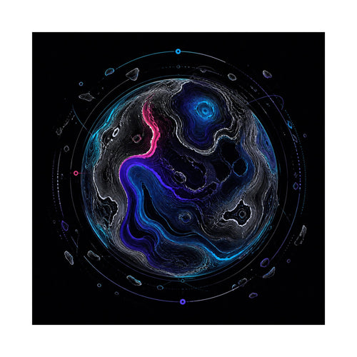 Celestial Contour original psychedelic art print on a clean white background