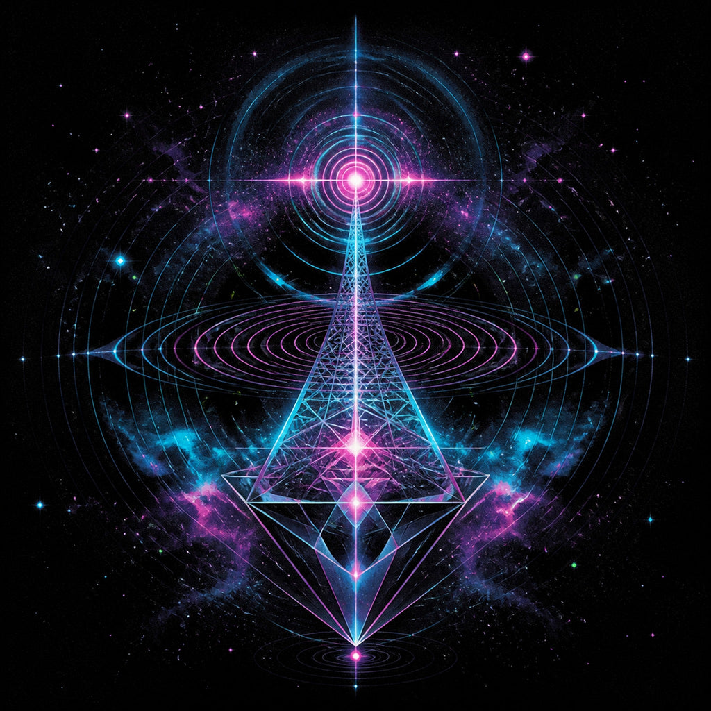 Original TrendTap cosmic transmissions piece titled Chromatic Echo Field, prepared as an art print