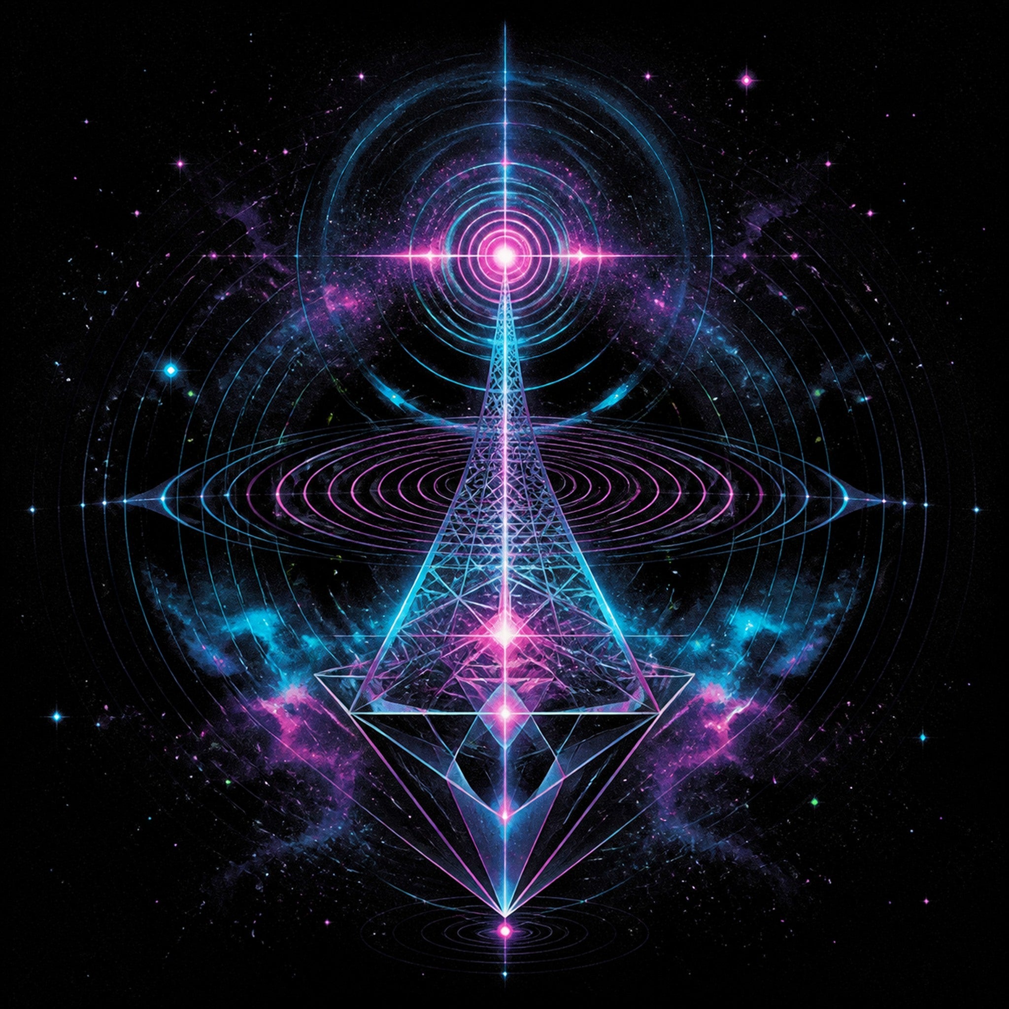 Original TrendTap cosmic transmissions piece titled Chromatic Echo Field, prepared as an art print
