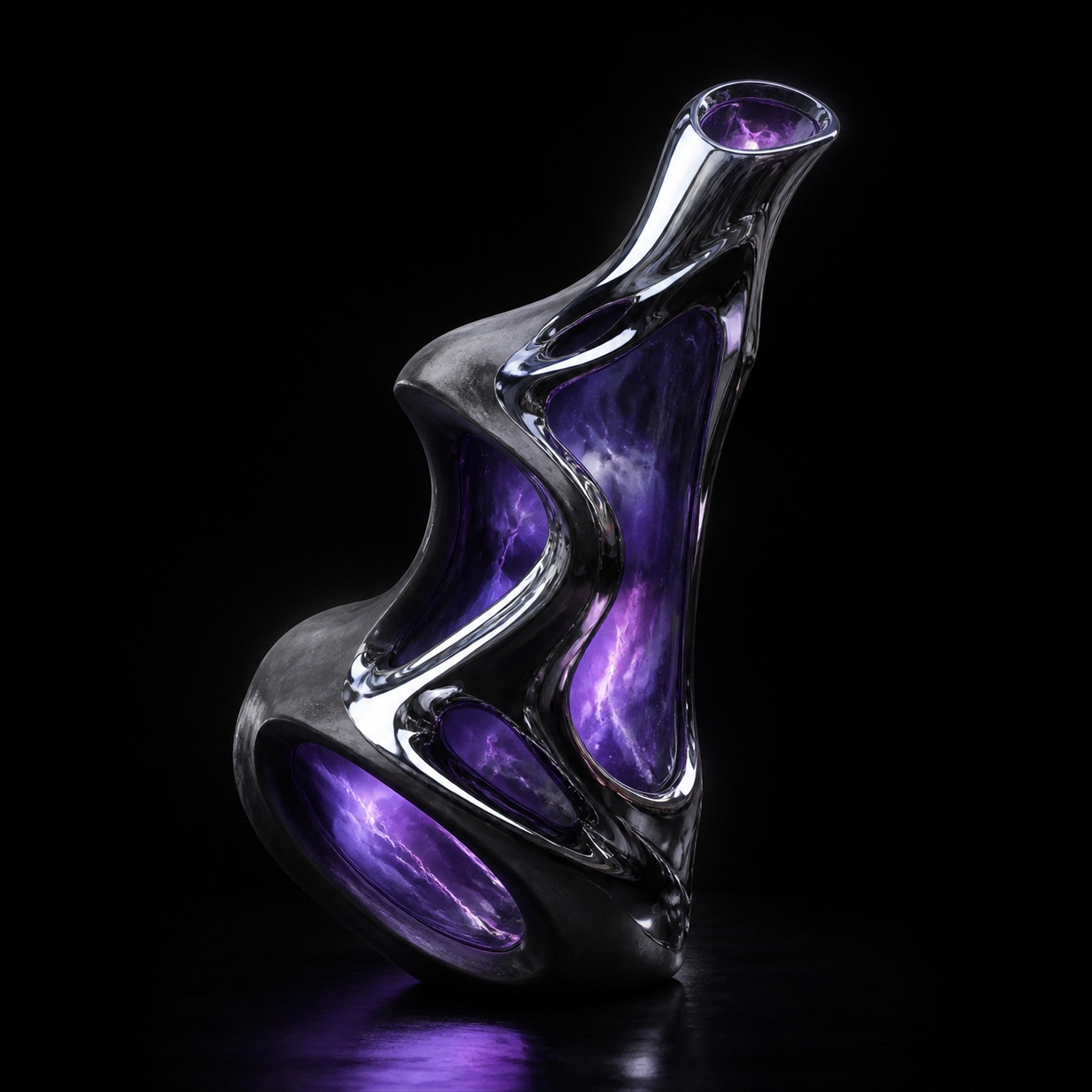 Close-up of the original TrendTap artwork Chrome Vessel Nocturne