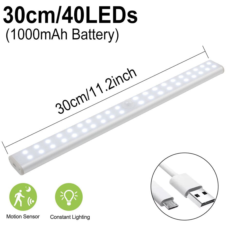 PIR motion sensor LED cabinet light stick-on under cabinet night light back view