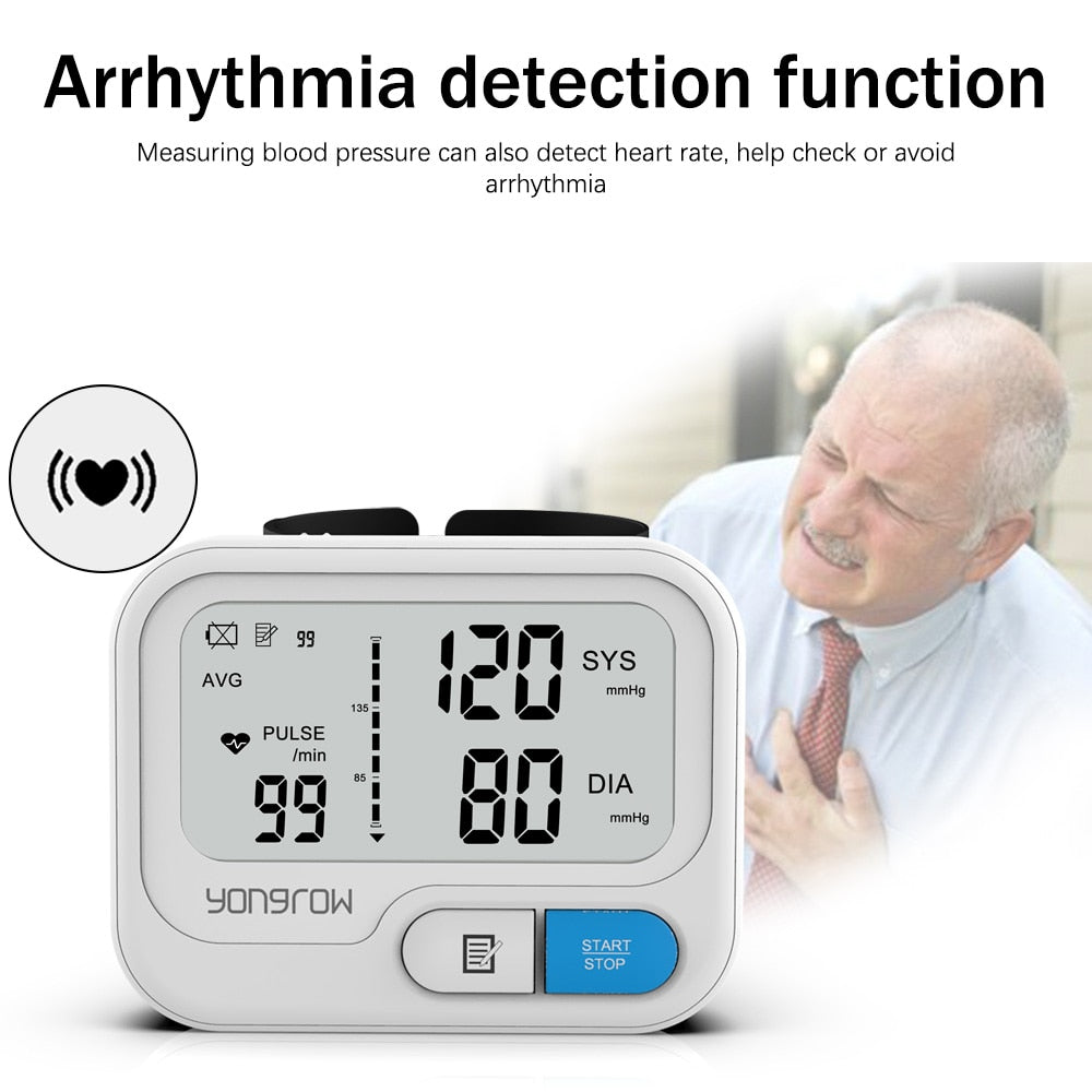 Digital wrist blood pressure monitor with portable LCD display alternate angle