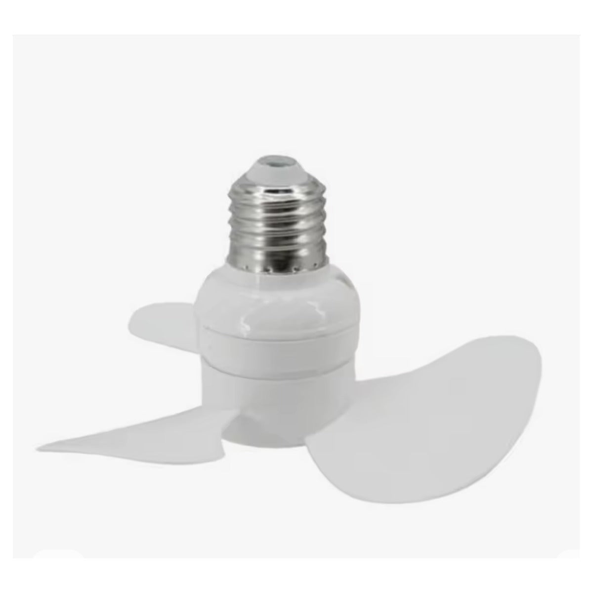 Closeup of compact white E27 screw base mini ceiling fan