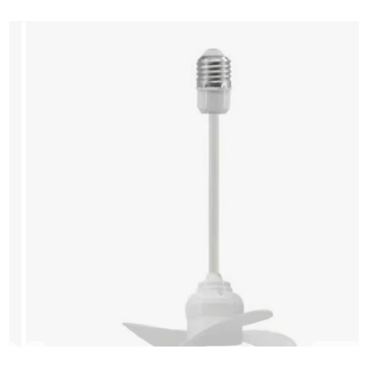 Long E27 extension style mini ceiling fan in white