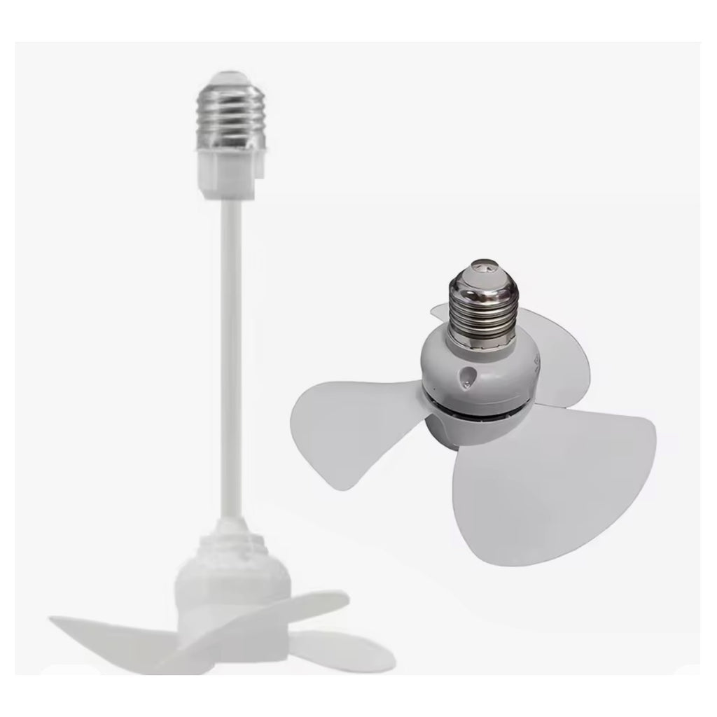 E27 screw base mini ceiling fan with compact fan head and extension option