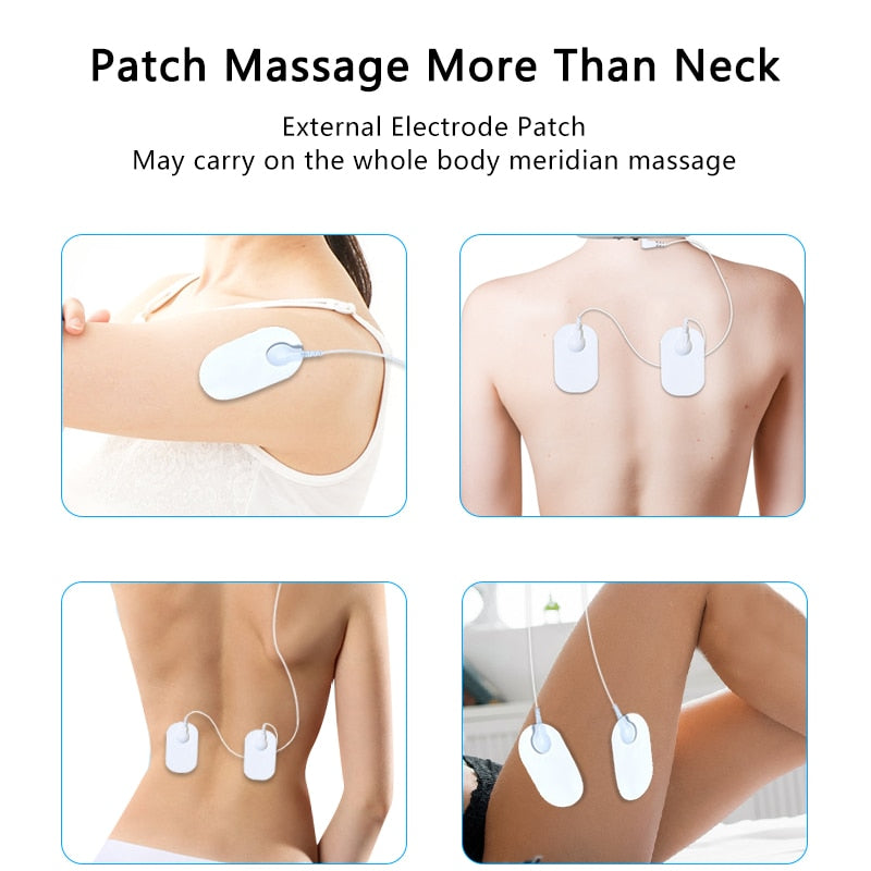Portable wireless heated neck massager comfort tool with optional patches included accessories view