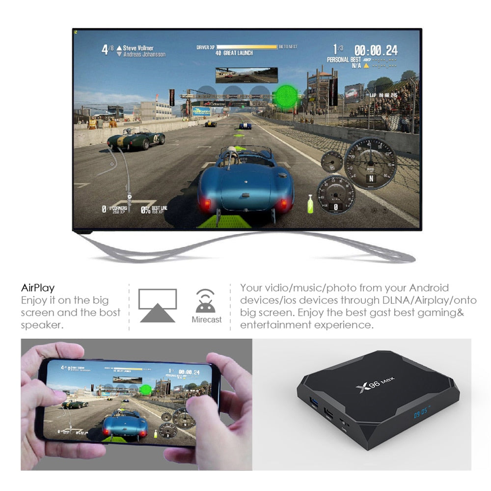 X96 MAX 4K Android TV box HDMI smart streaming media player alternate angle
