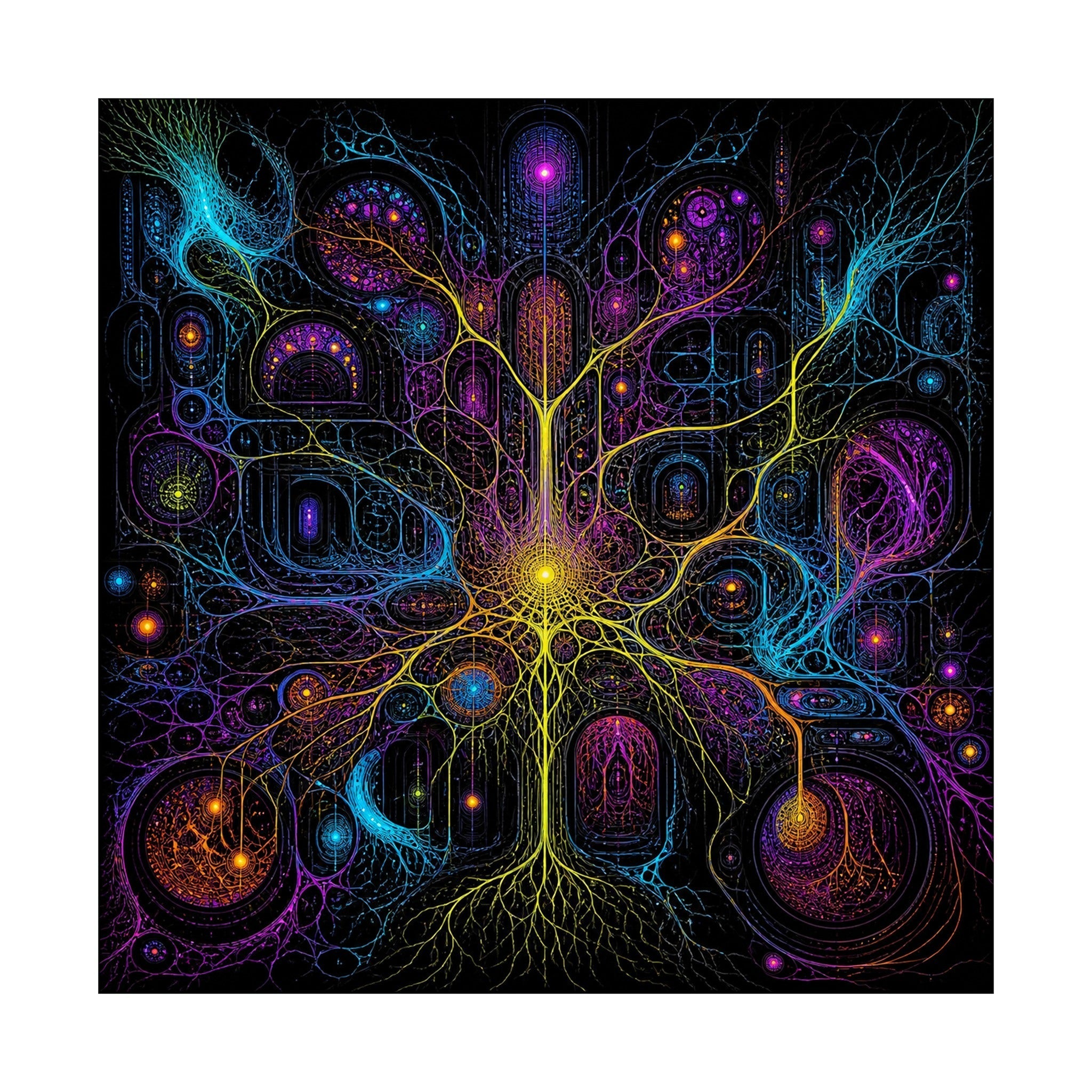 Electric Mycelium Bureau original psychedelic art print on a clean white background
