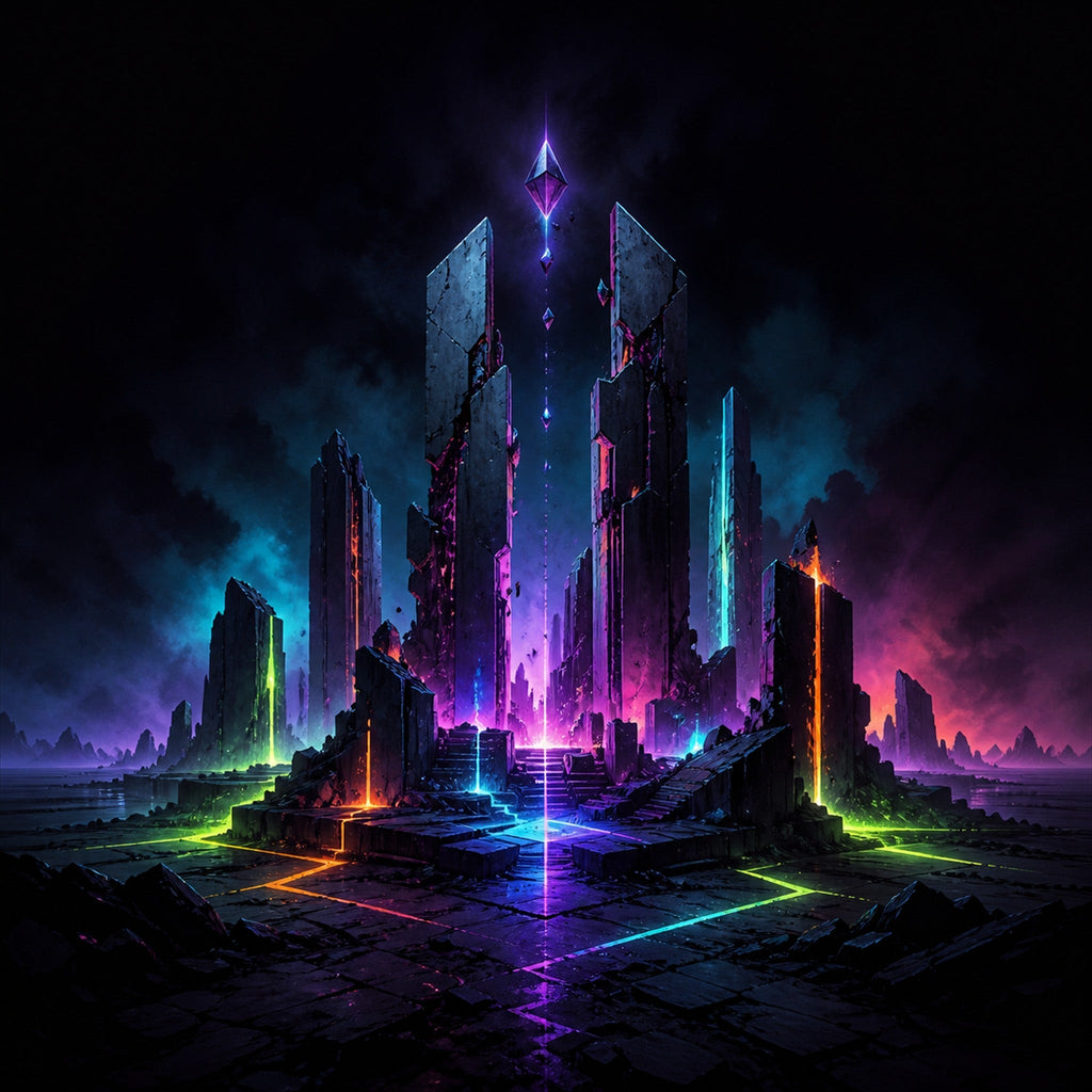 Close-up of the original TrendTap artwork Electric Ruins