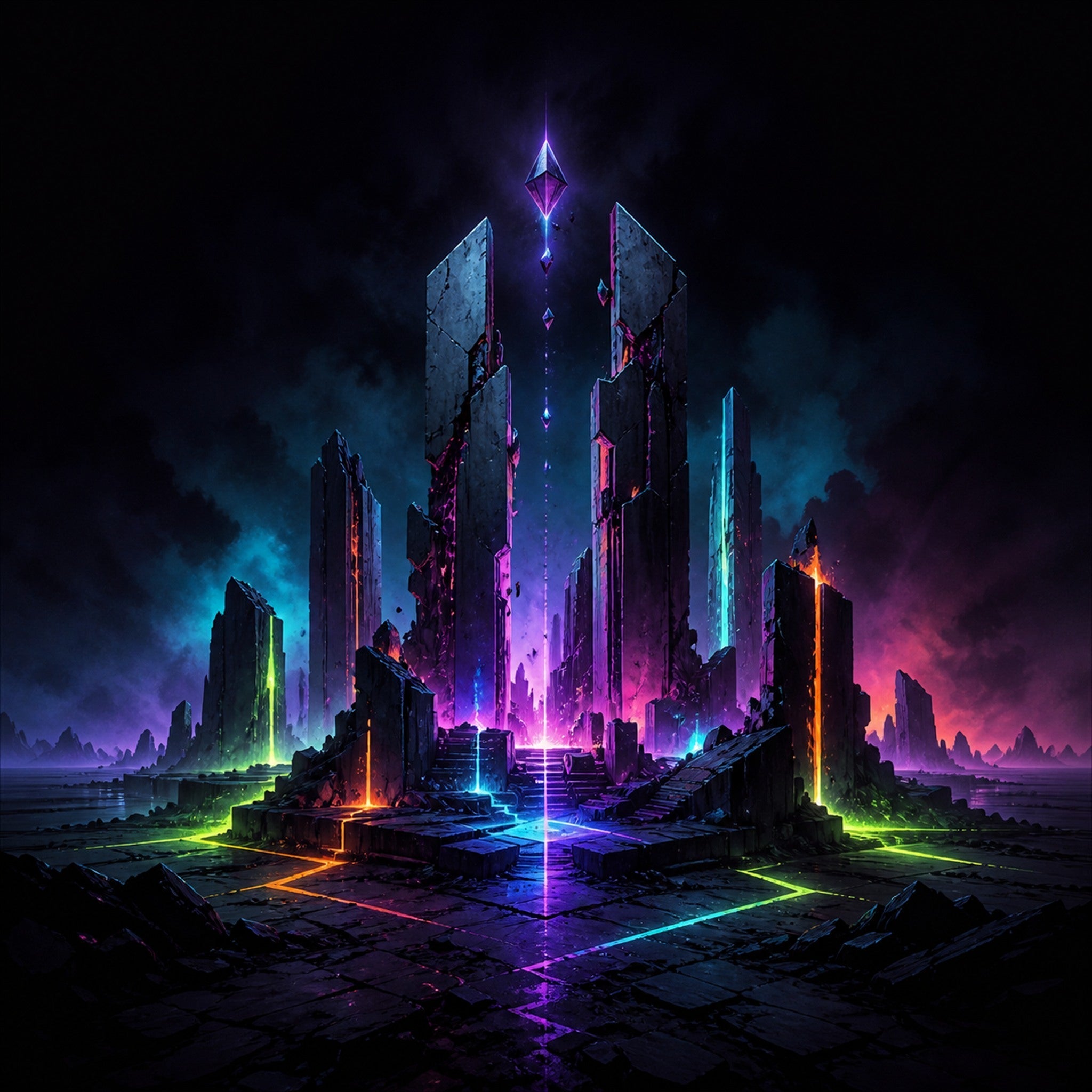 Close-up of the original TrendTap artwork Electric Ruins