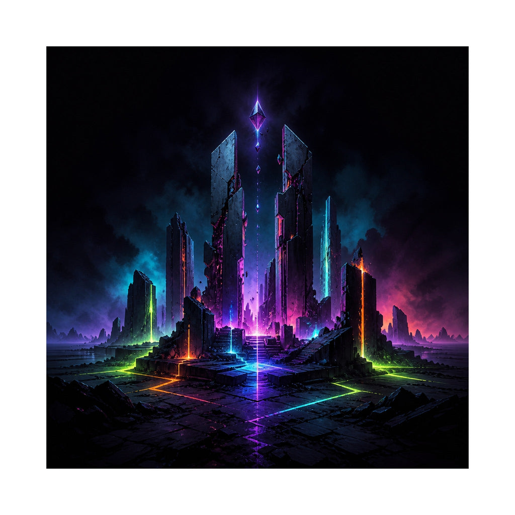 Electric Ruins original psychedelic art print on a clean white background