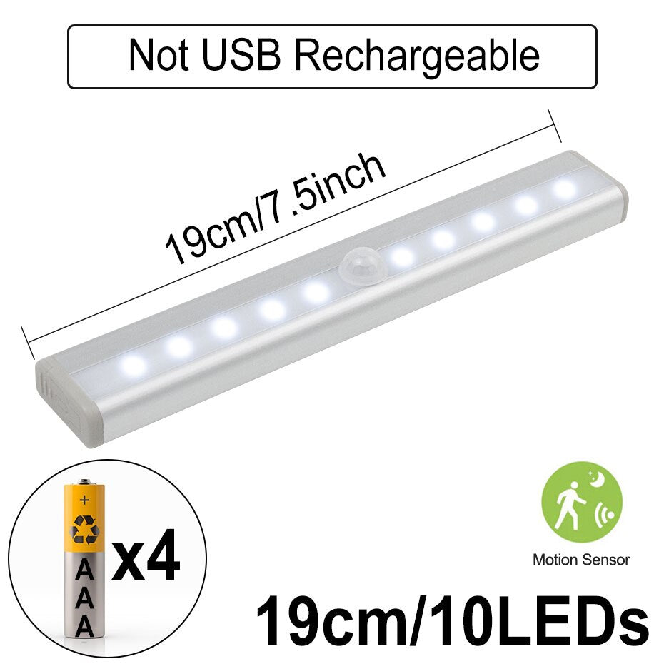 PIR motion sensor LED cabinet light stick-on under cabinet night light control or port detail