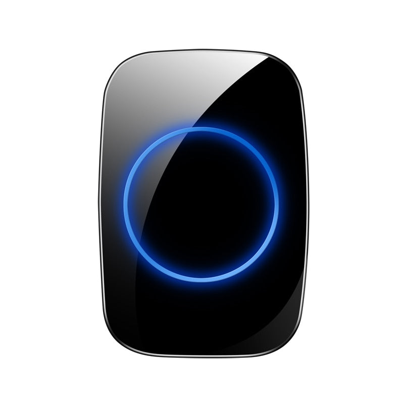 Wireless home doorbell kit with plug-in receiver and remote button feature closeup