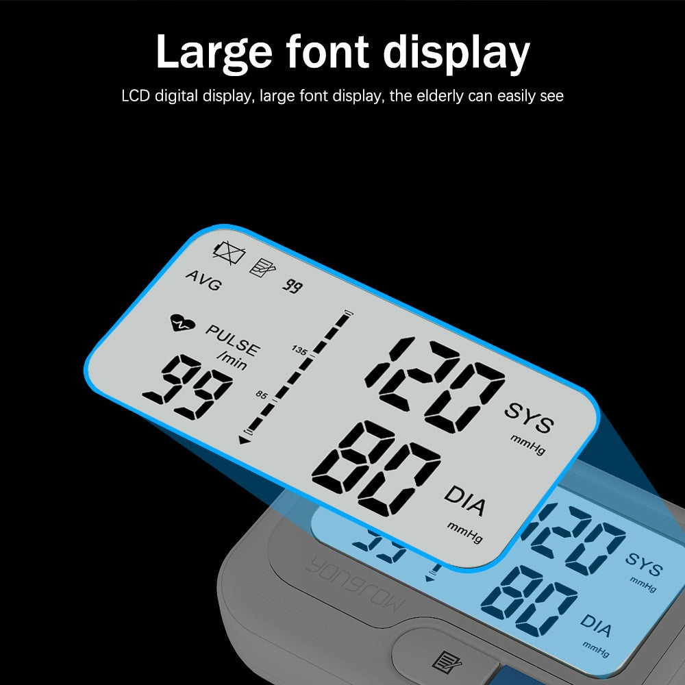 Digital wrist blood pressure monitor with portable LCD display included accessories view